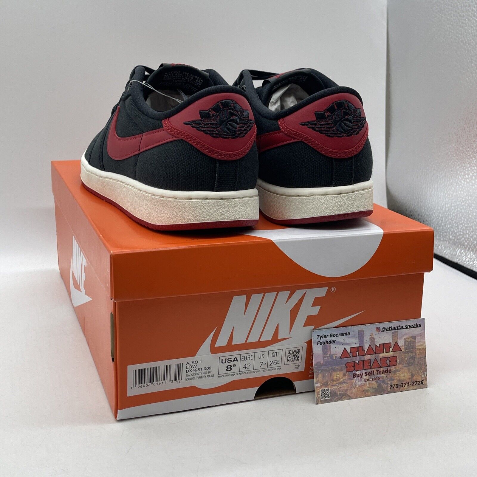 Size 8.5 - Air Jordan 1 KO Low Bred Ref Black Suede White Leather (DX4981-006)