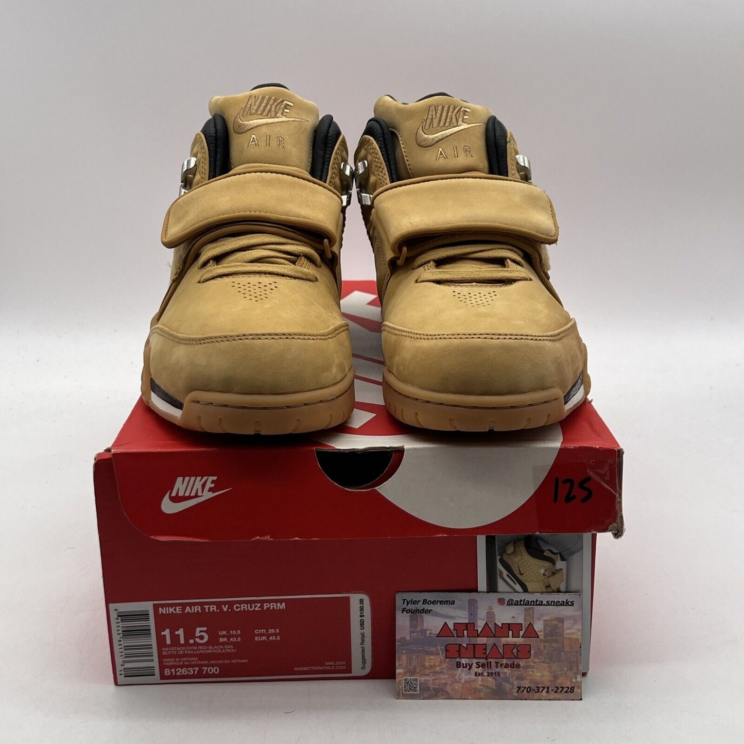 Size 11.5 - Nike Air TR Cruz Wheat Black White Suede (812637-700)