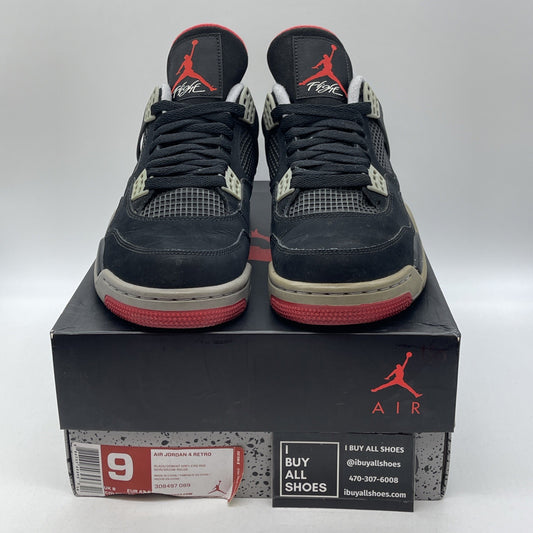 Size 9 - Jordan 4 Retro bred release Grey Red Suede (308497-089)