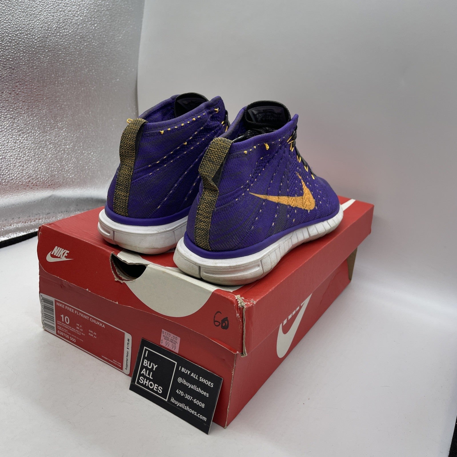 Size 10 - Nike Free Flyknit Chukka Hyper Grape (639700-500)