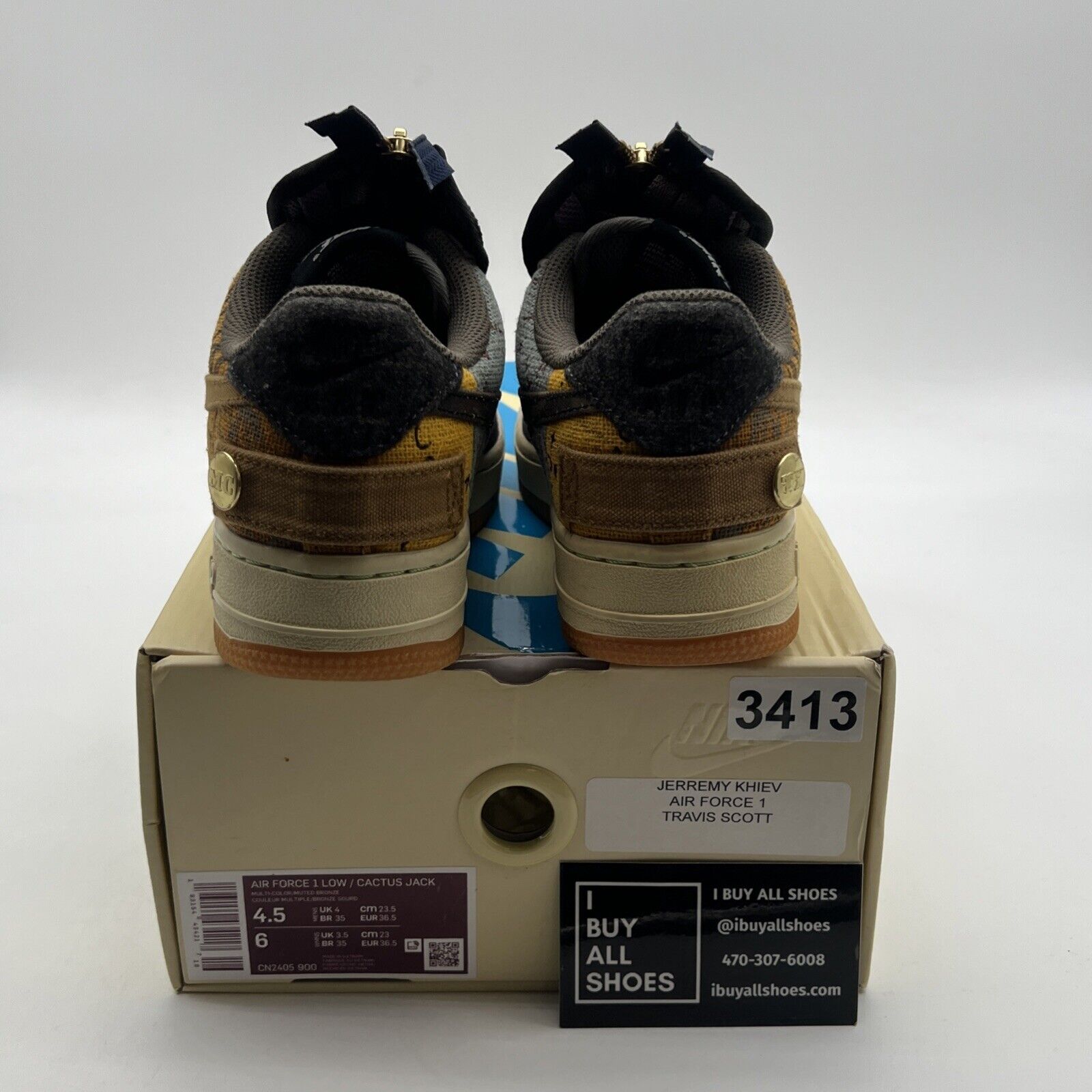 Size 4.5 - Nike Air Force 1 Low x Travis Scott Cactus Jack (CN2405-900)