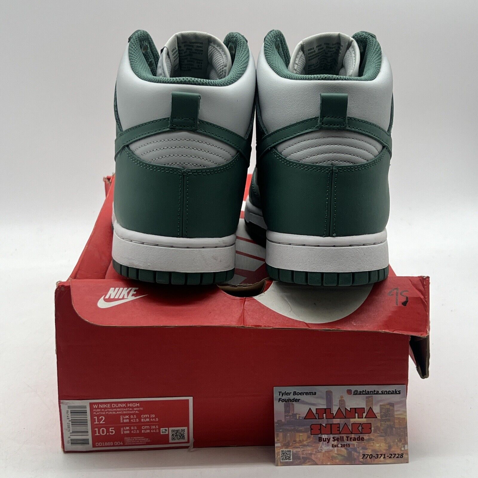 Size 12 - Nike Dunk High Bicoastal W Grey Green Leather White (DD1869-004)