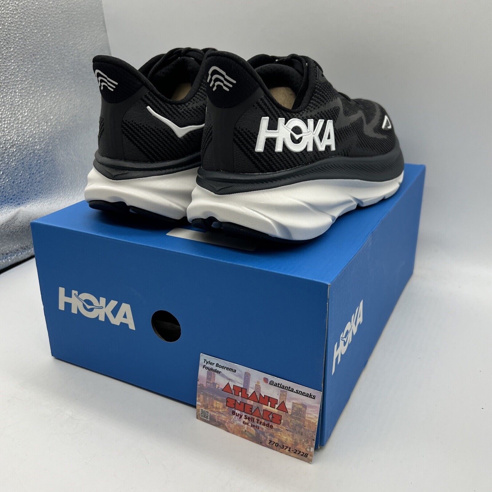 Size 8.5 - Hoka One One Clifton 9 Black White W Brand New Og All DS Sneakers