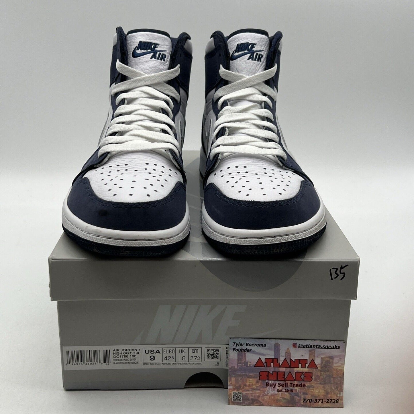 Size 9 - Jordan 1 Retro High CO.JP Midnight Navy White Silver Leather DC1788-100