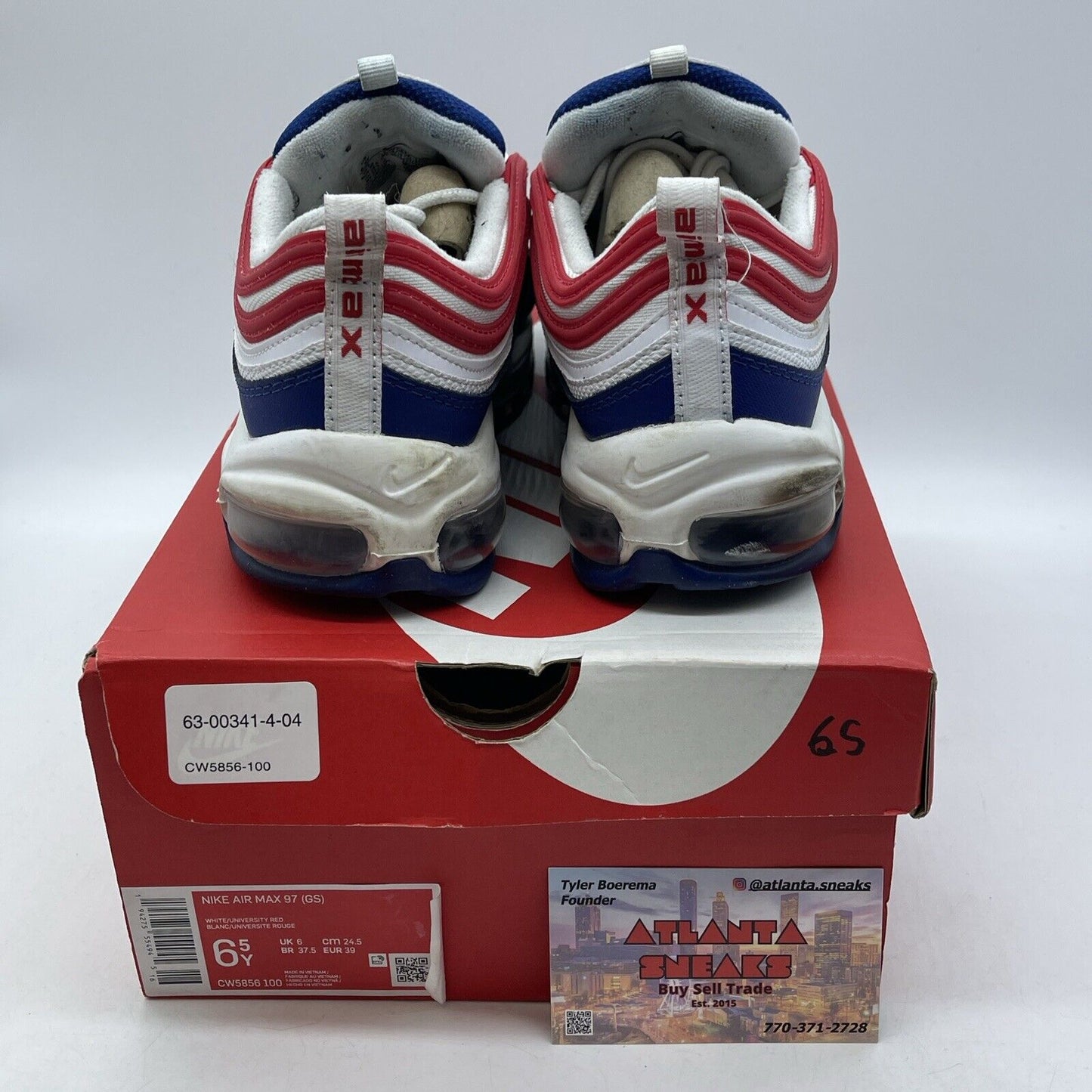 Air Max 97 GS USA White Blue Red Leather (CW5856-100