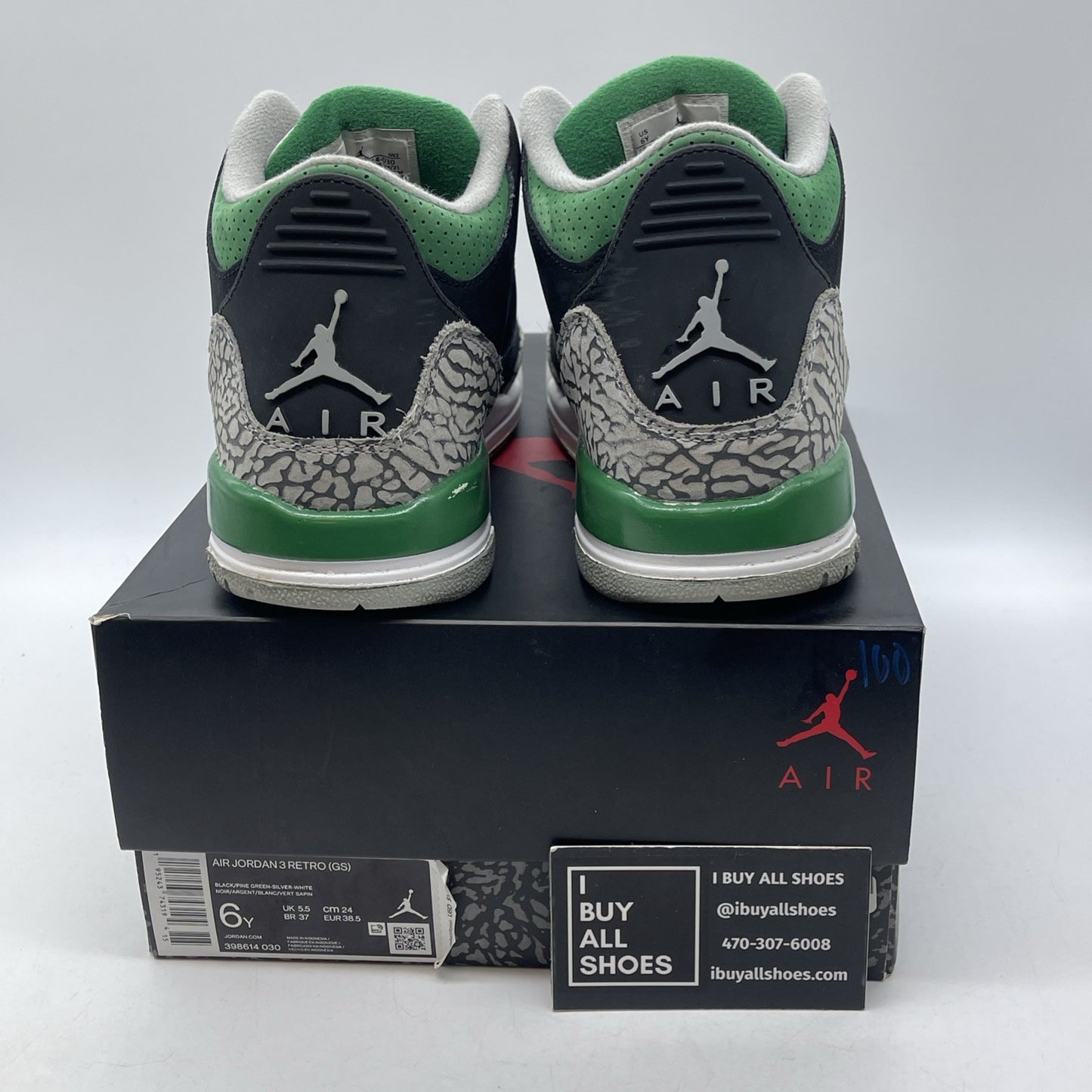 Size 6Y - Jordan 3 Retro Mid Pine Green Black Grey Suede (398614-030)