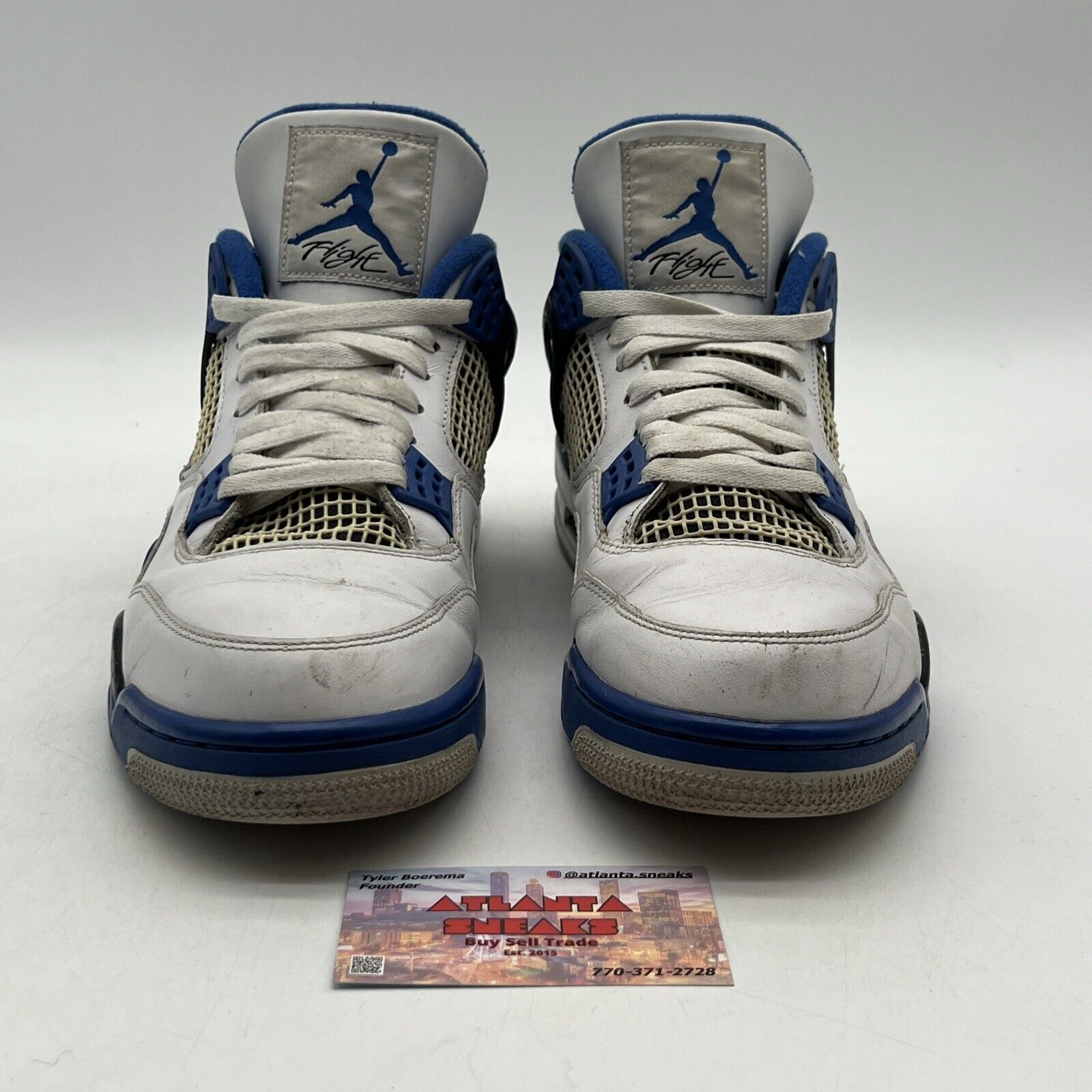 Size 11 - Jordan 4 Retro Mid Motorsports White Black Leather (308497-117)