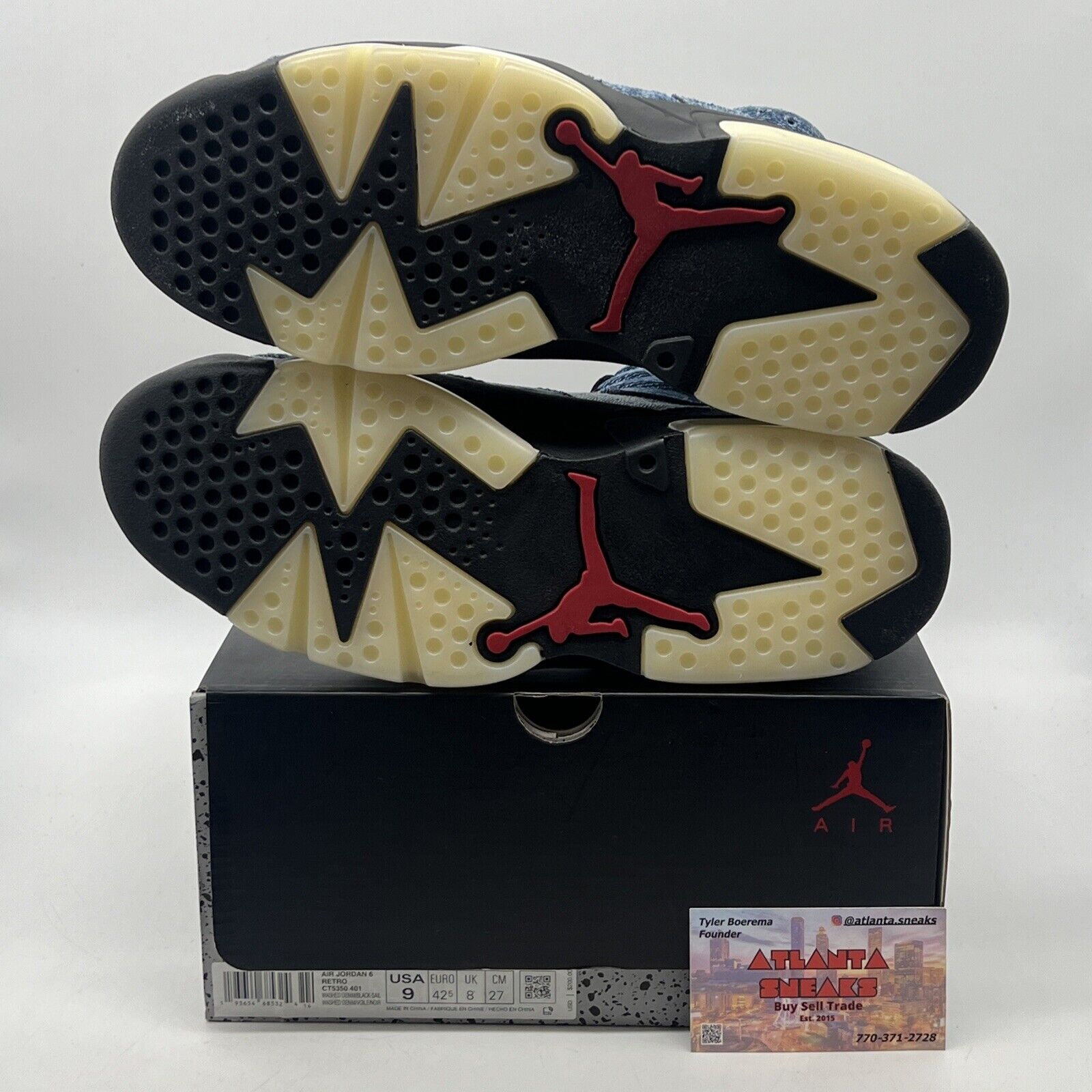 Size 9 - Air Jordan 6 Retro Washed Denim Blue Black Brown Leather (CT5350-401)