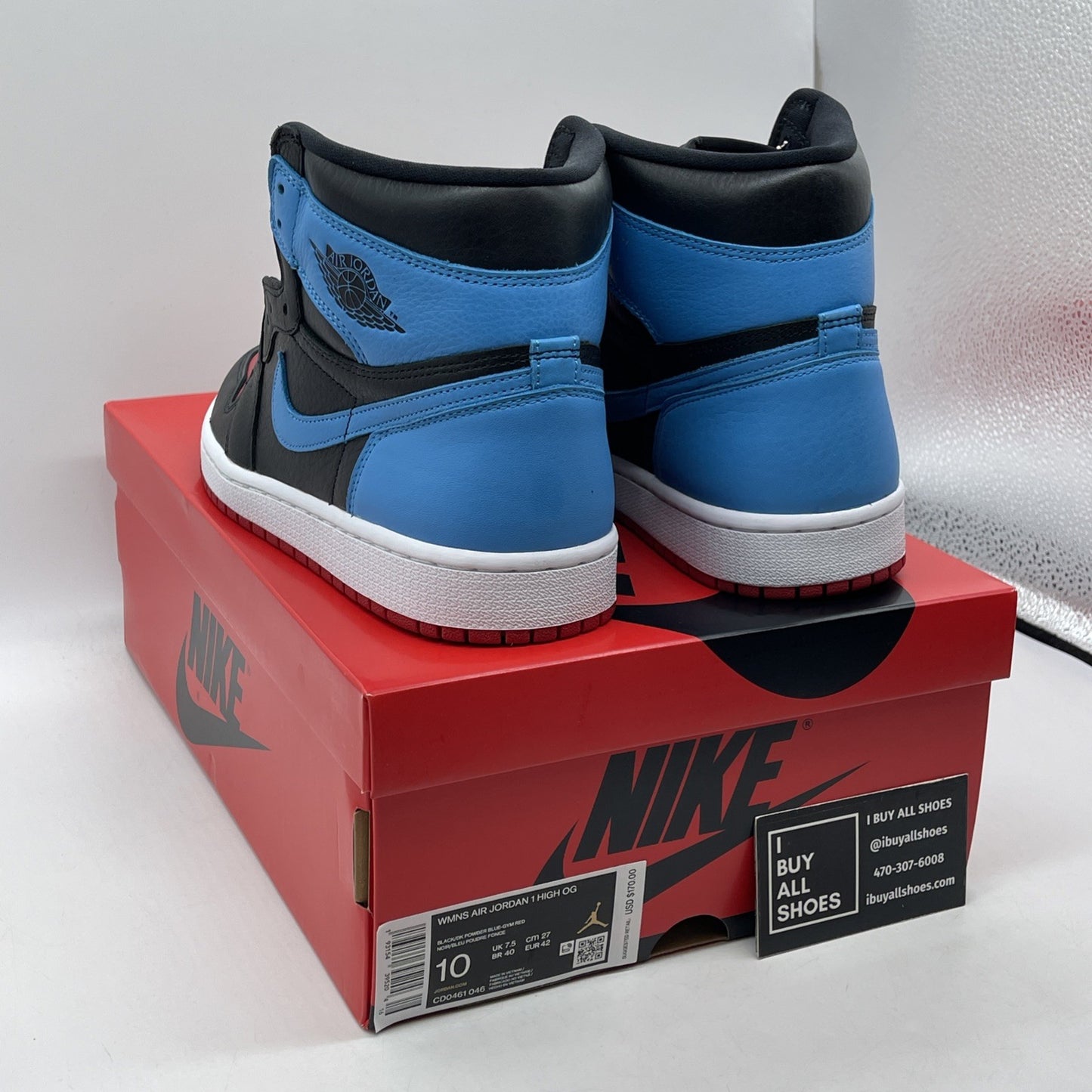 Size 10 - Jordan 1 High OG UNC To Chicago Black Red Blue Leather (CD0461-046)
