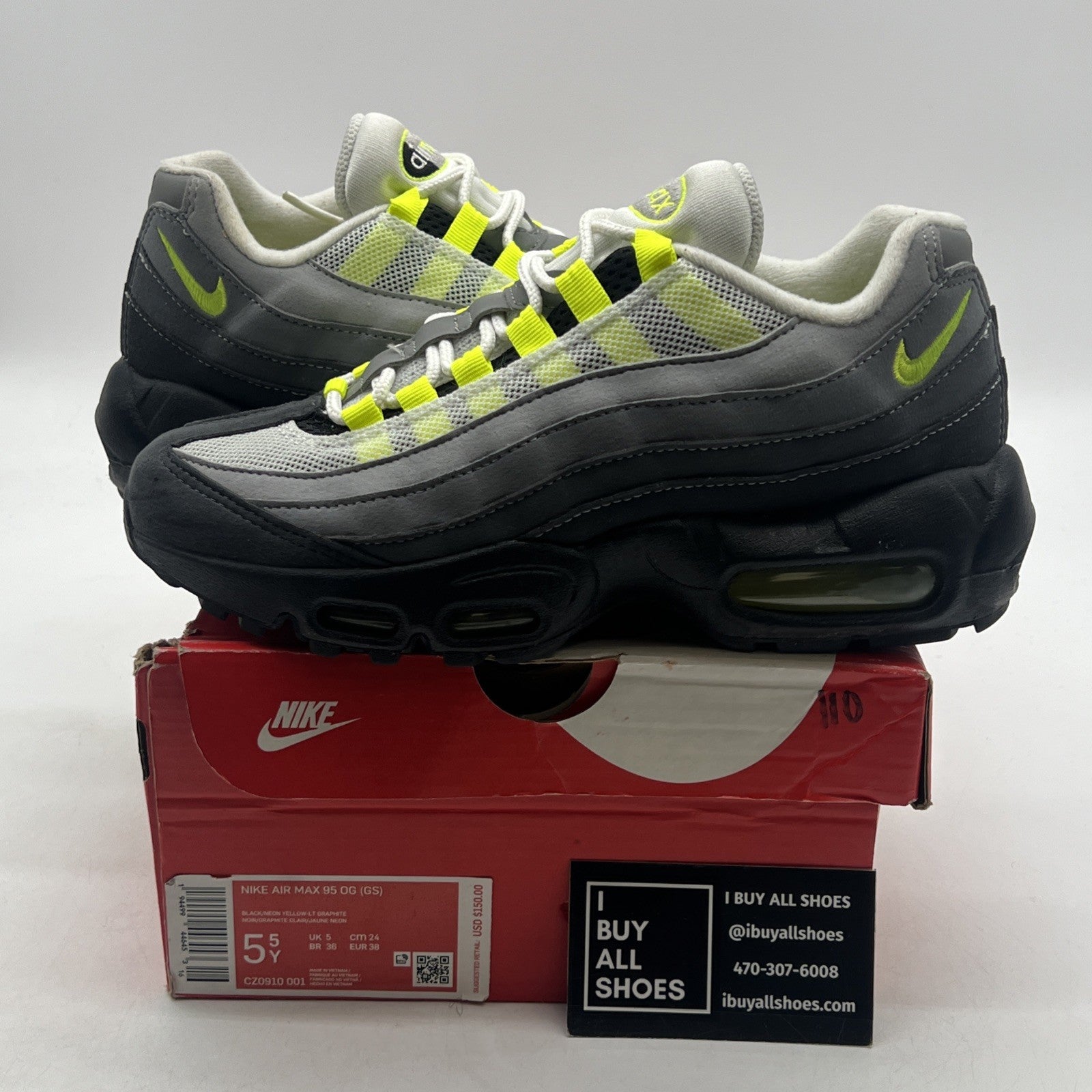 Size 5.5Y - Nike Air Max 95 OG 2020 Neon (CZ0910-001)