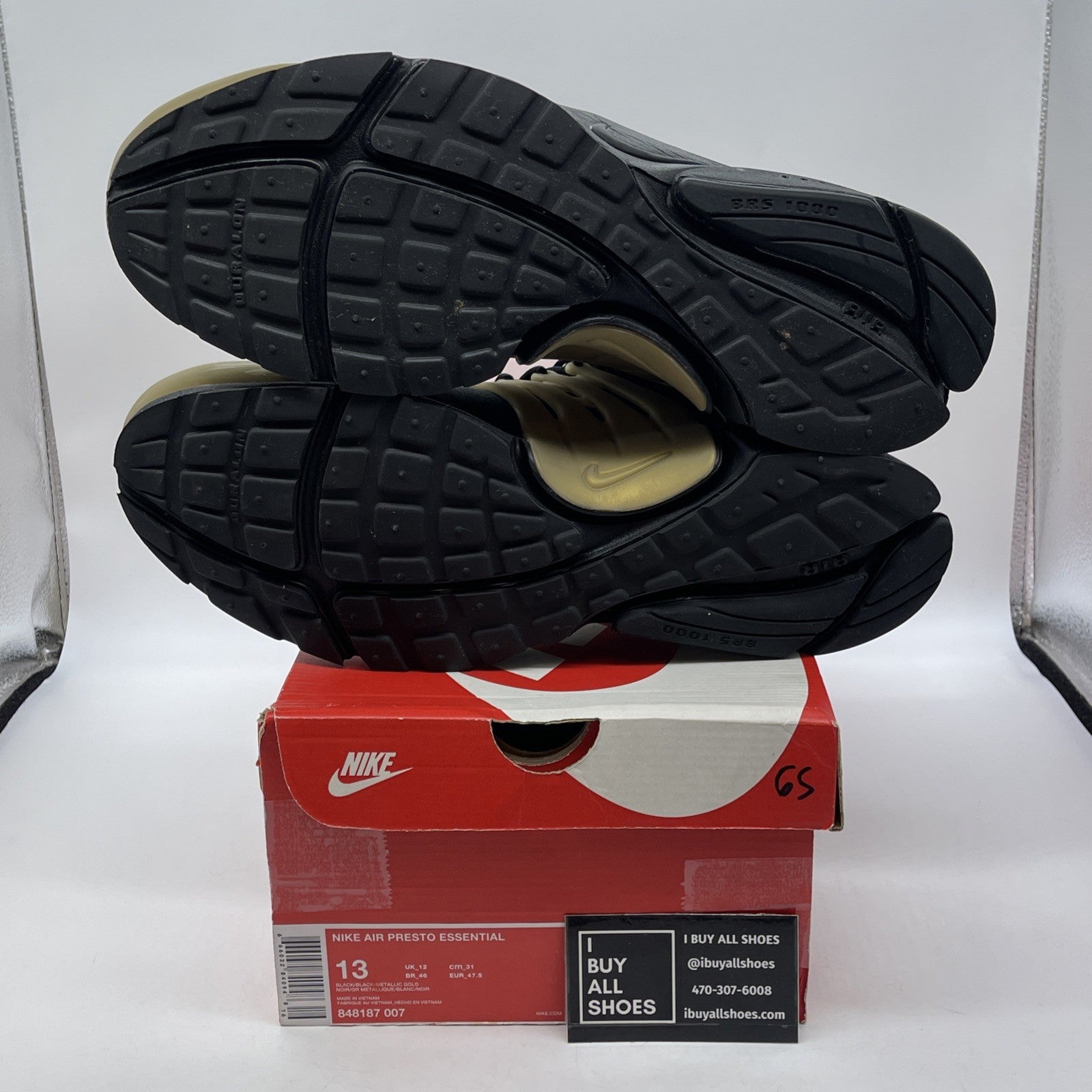 Size 13 - Nike Air Presto Essential Metallic Gold Black Suede (848187-007)