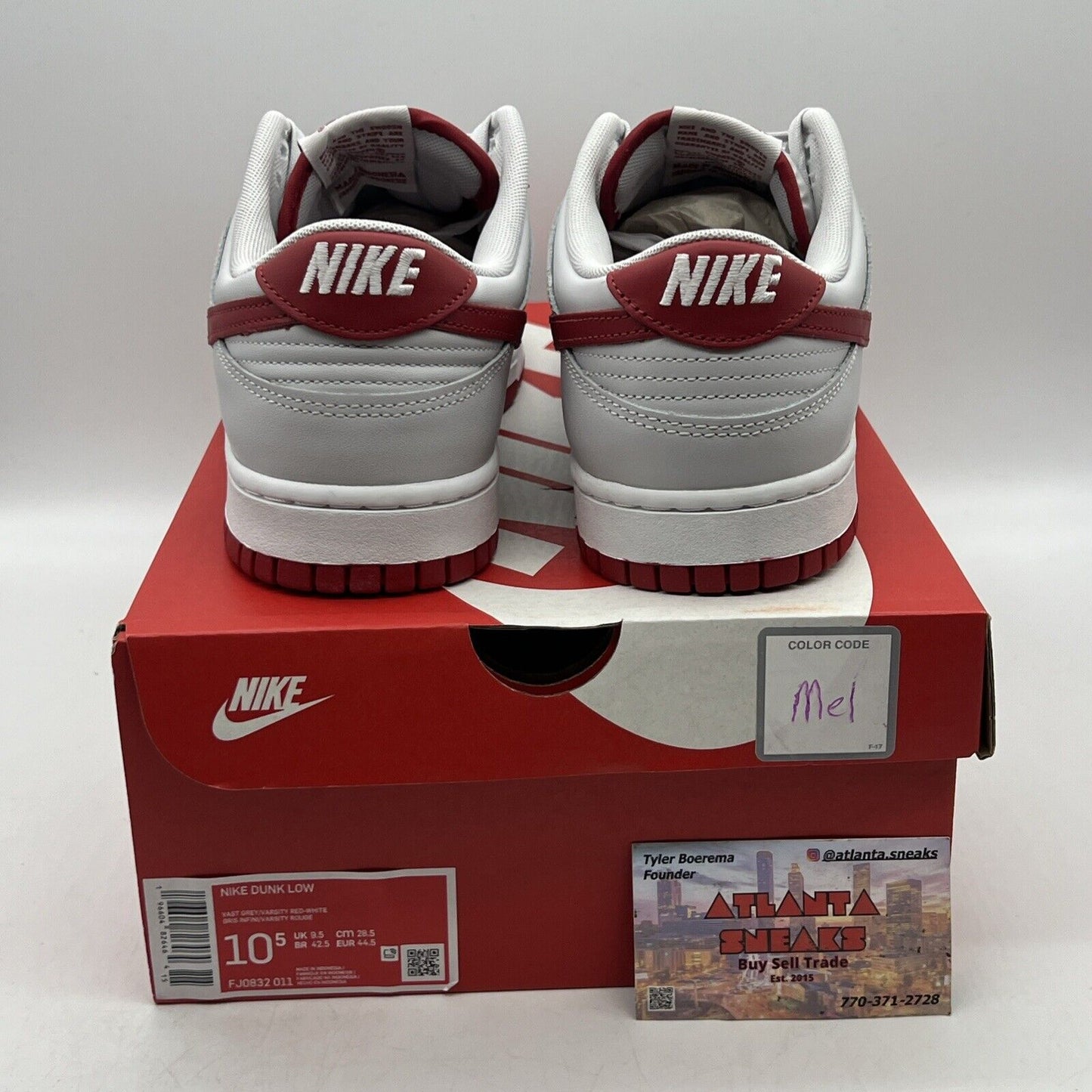 Size 10.5 - Nike Dunk Low Vast Grey Varsity Red Brand New Og All