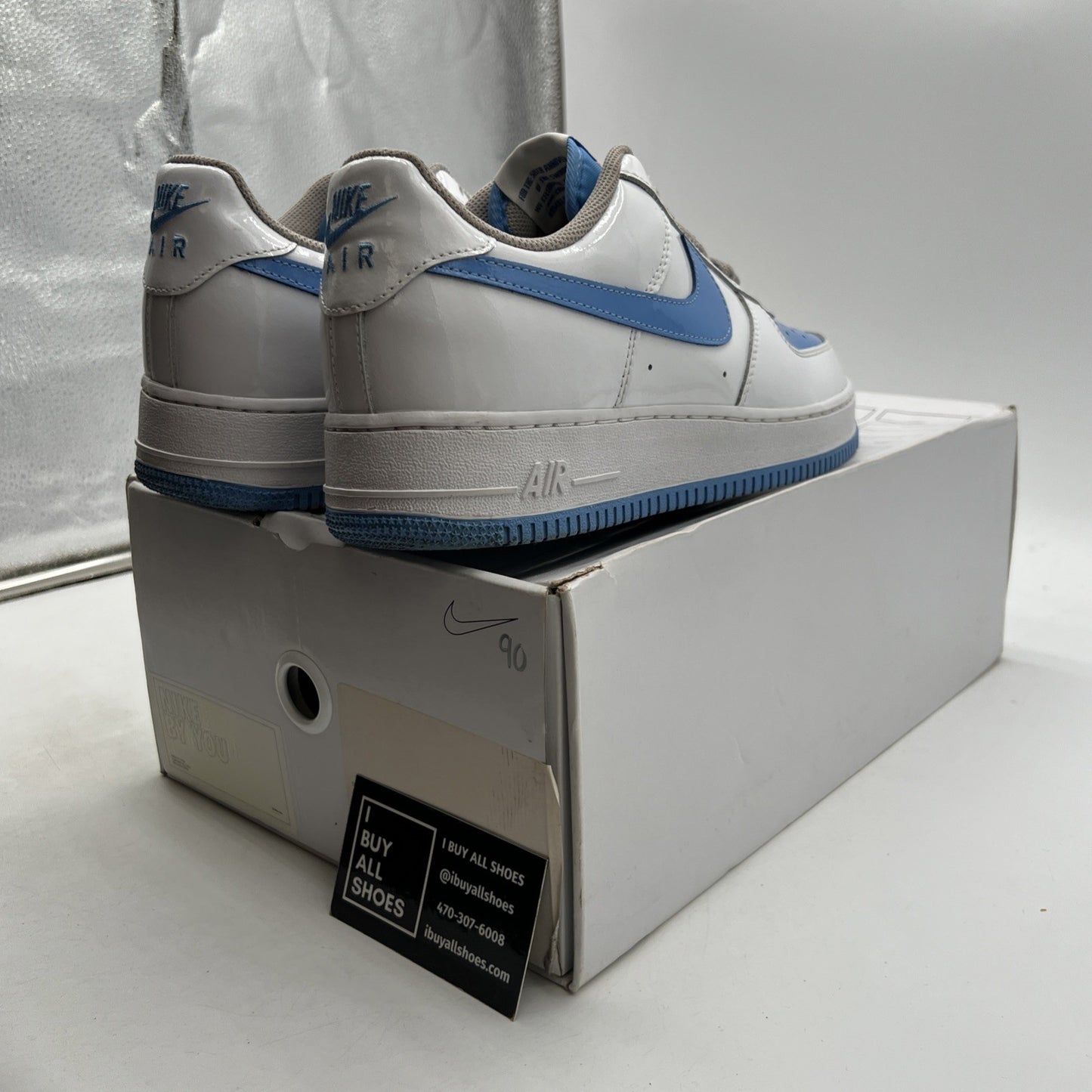Size 10 -NIKE AIR FORCE 1 LOW UNLOCKED ID NIKE BY YOU "PATENT" BLUE (DJ7015-991)