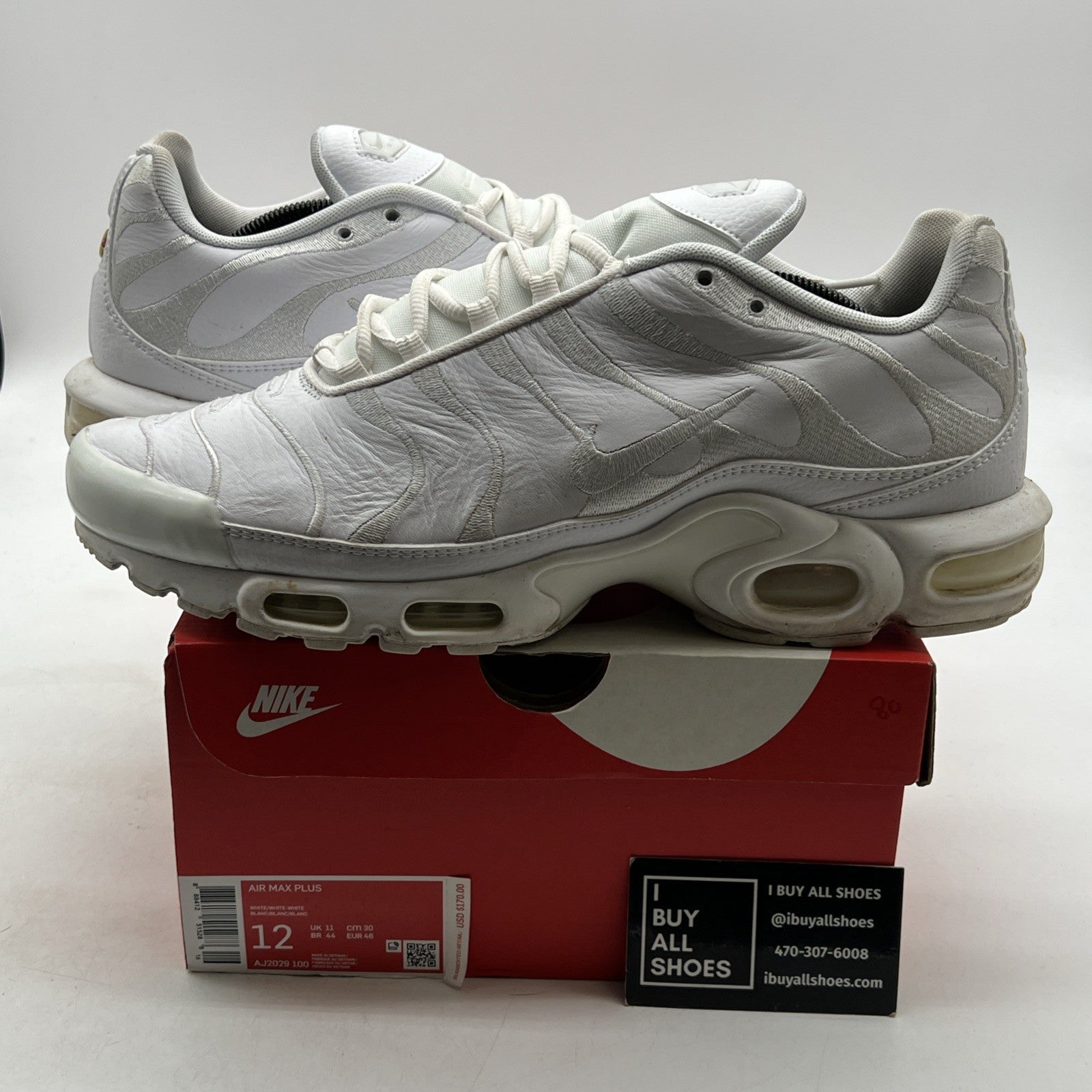 Size 12 - Nike Air Max Plus TN Triple White (AJ2029-100)