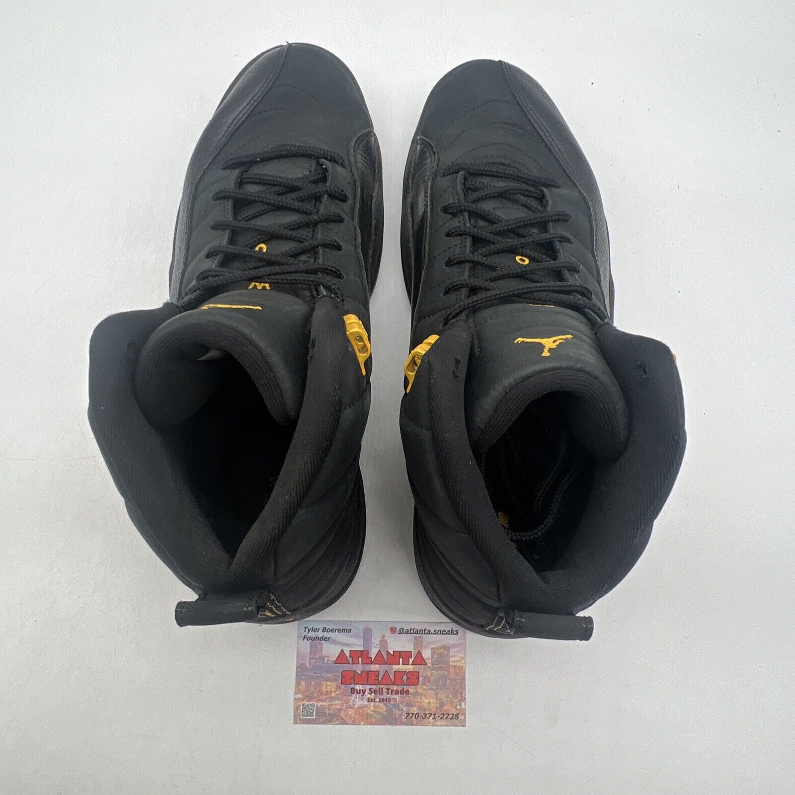 Size 11 - Jordan 12 Retro Mid Black Taxi Suede Leather Yellow (CT8013-071)