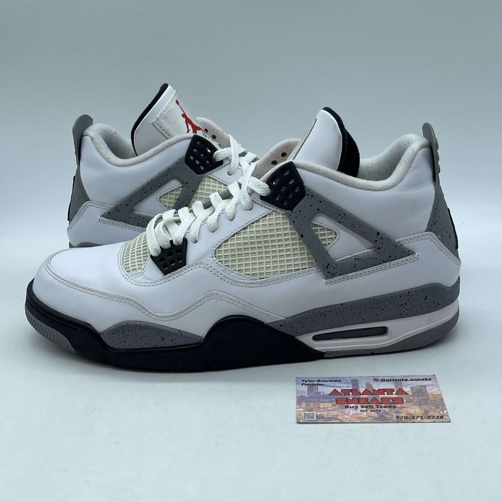 Size 12 - Jordan 4 Retro Cement Grey Black White Leather (308497-103)