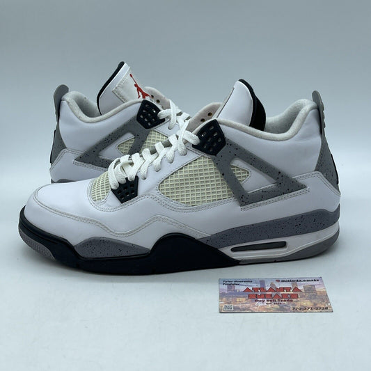 Size 12 - Jordan 4 Retro Cement Grey Black White Leather (308497-103)