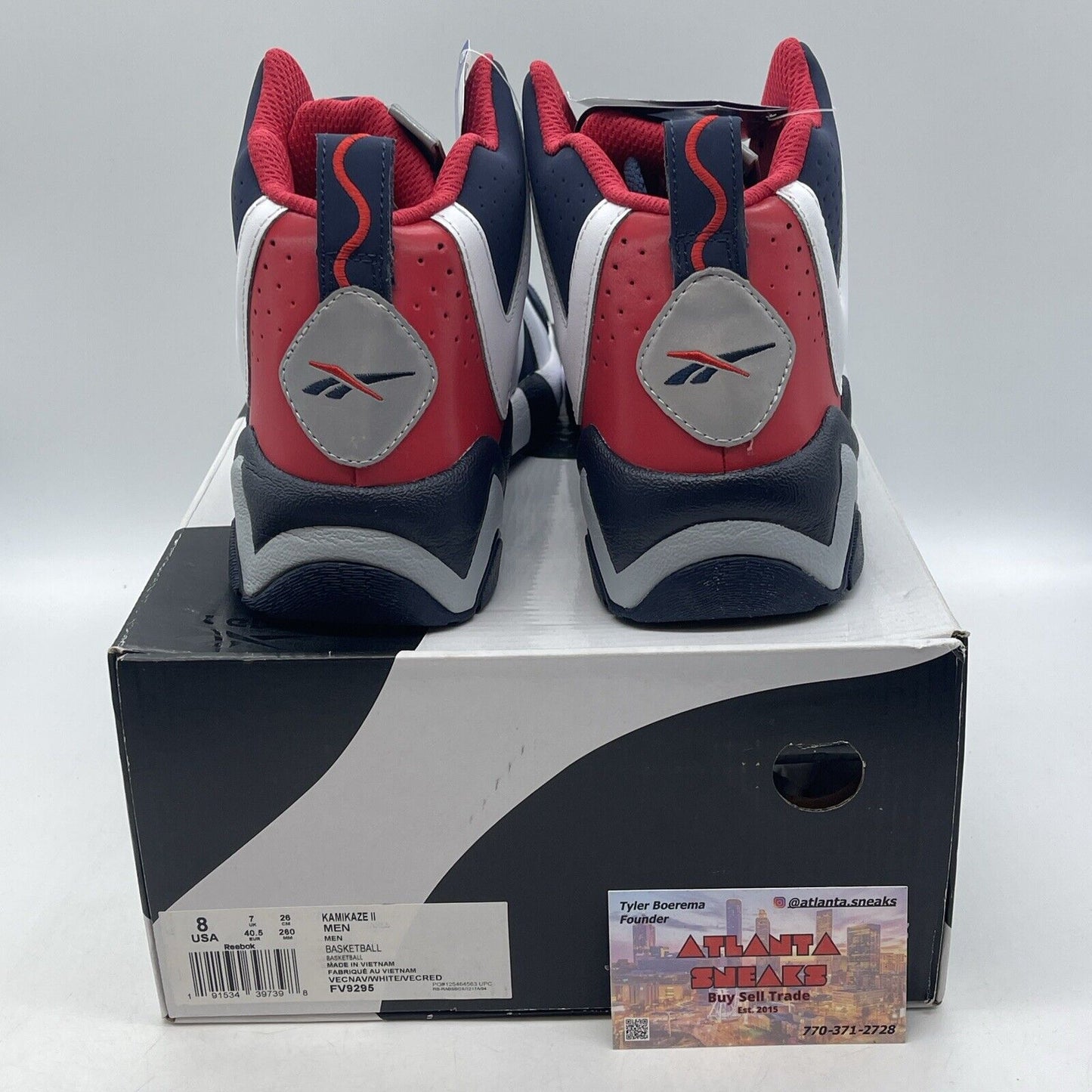 Size 8 - Reebok Kamikaze 2 USA White Blue Red Suede (FV9295)