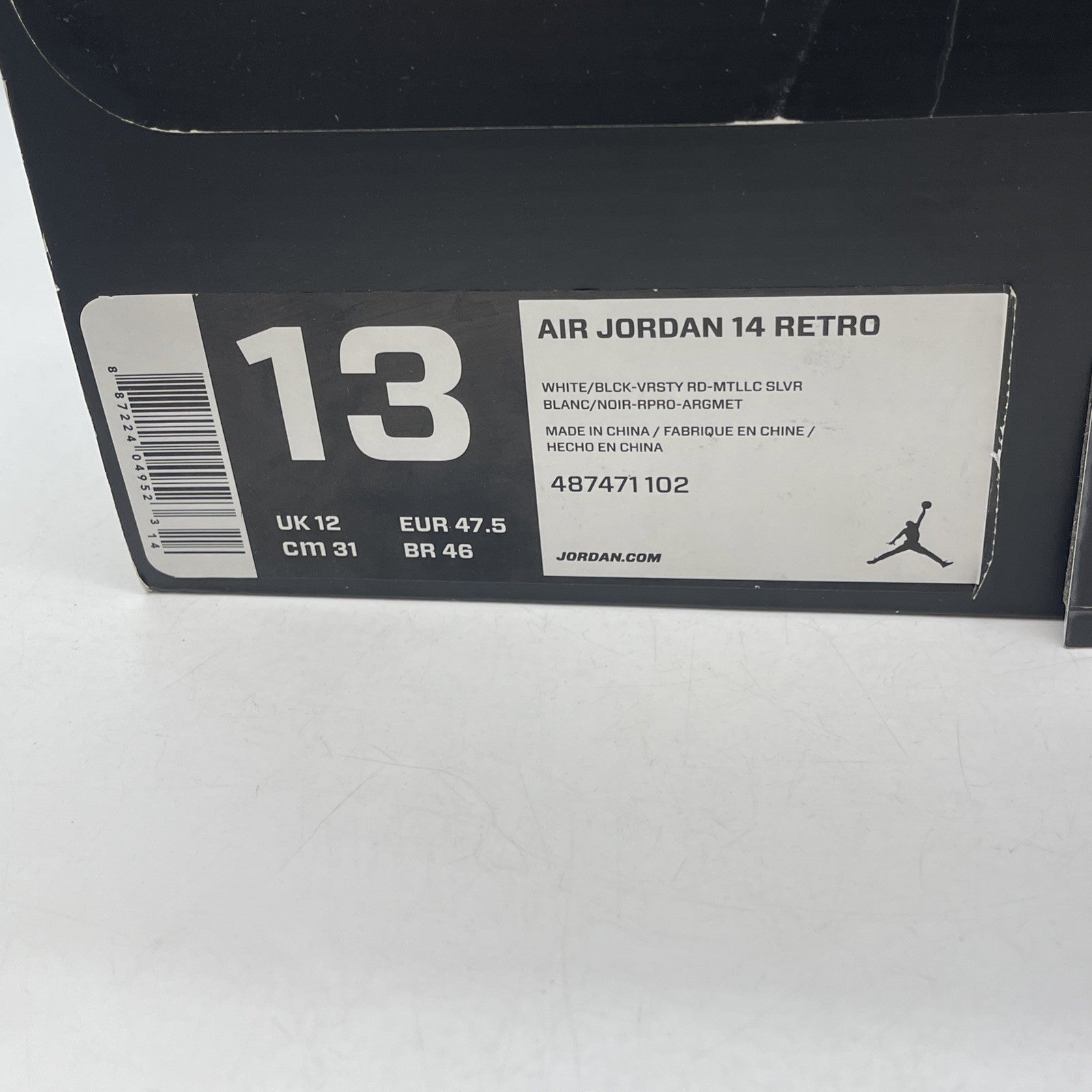 Size 13 - Air Jordan 14 Retro 2014 Black Toe (487471-102)