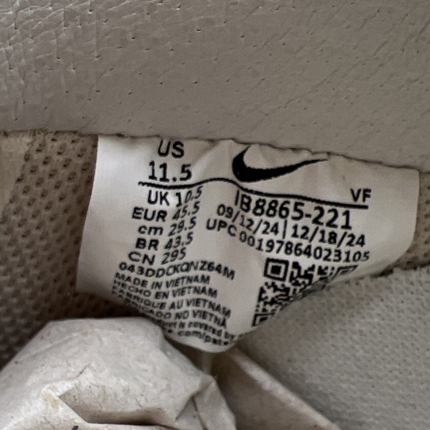 Size 11.5 - Nike Air Force 1 '07 Low Pearl White British Tan (IB8865-221)