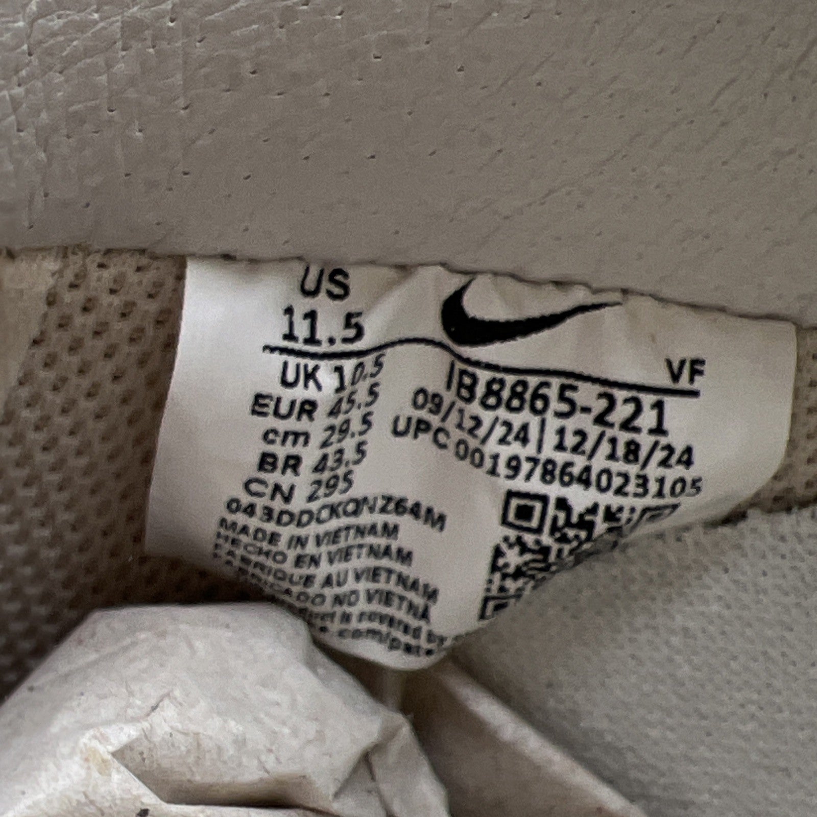 Size 11.5 - Nike Air Force 1 '07 Low Pearl White British Tan (IB8865-221)
