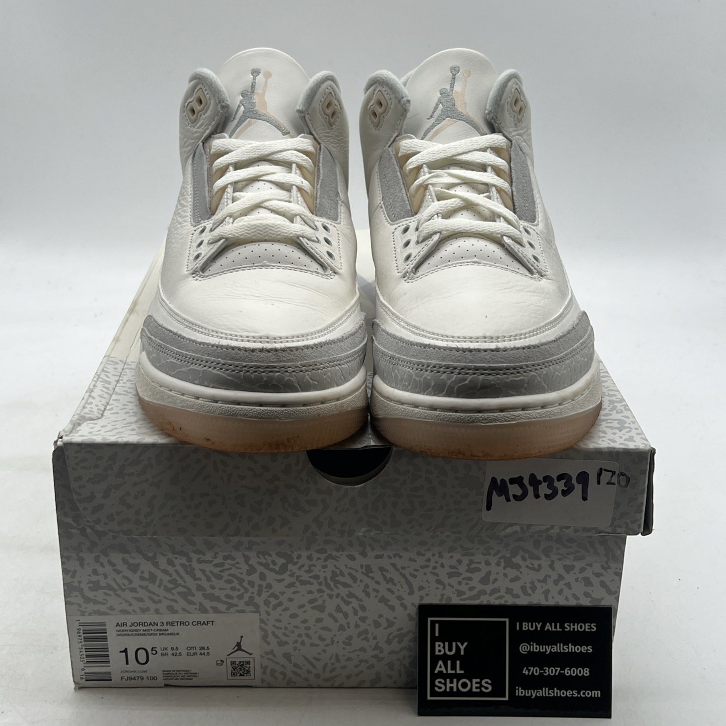 Size 10.5 - Air Jordan 3 Retro Craft Ivory/Grey White Leather (FJ9579-100)