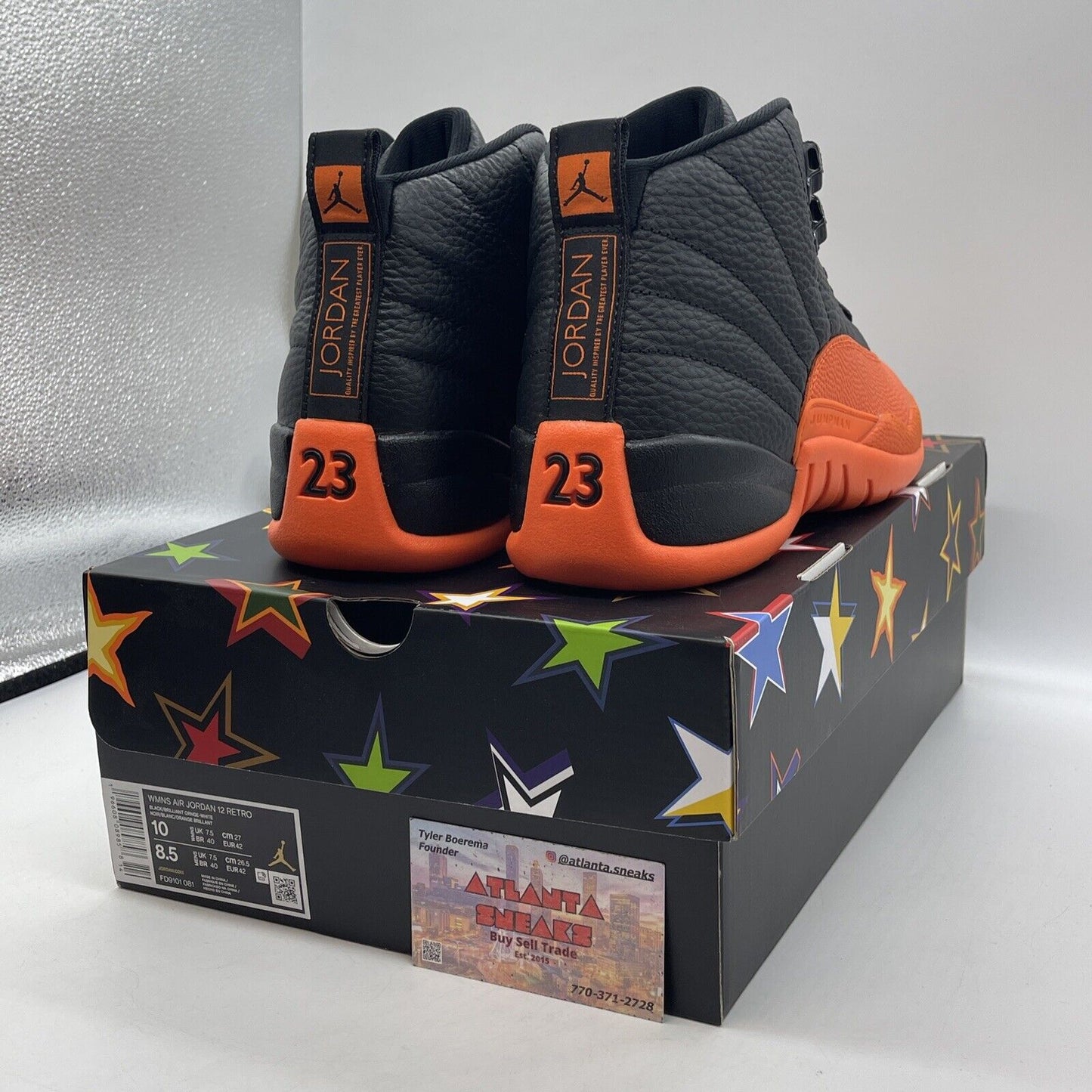 Size 10W - Air Jordan 12 Retro Brilliant Orange Black Leather (FD9101-081)