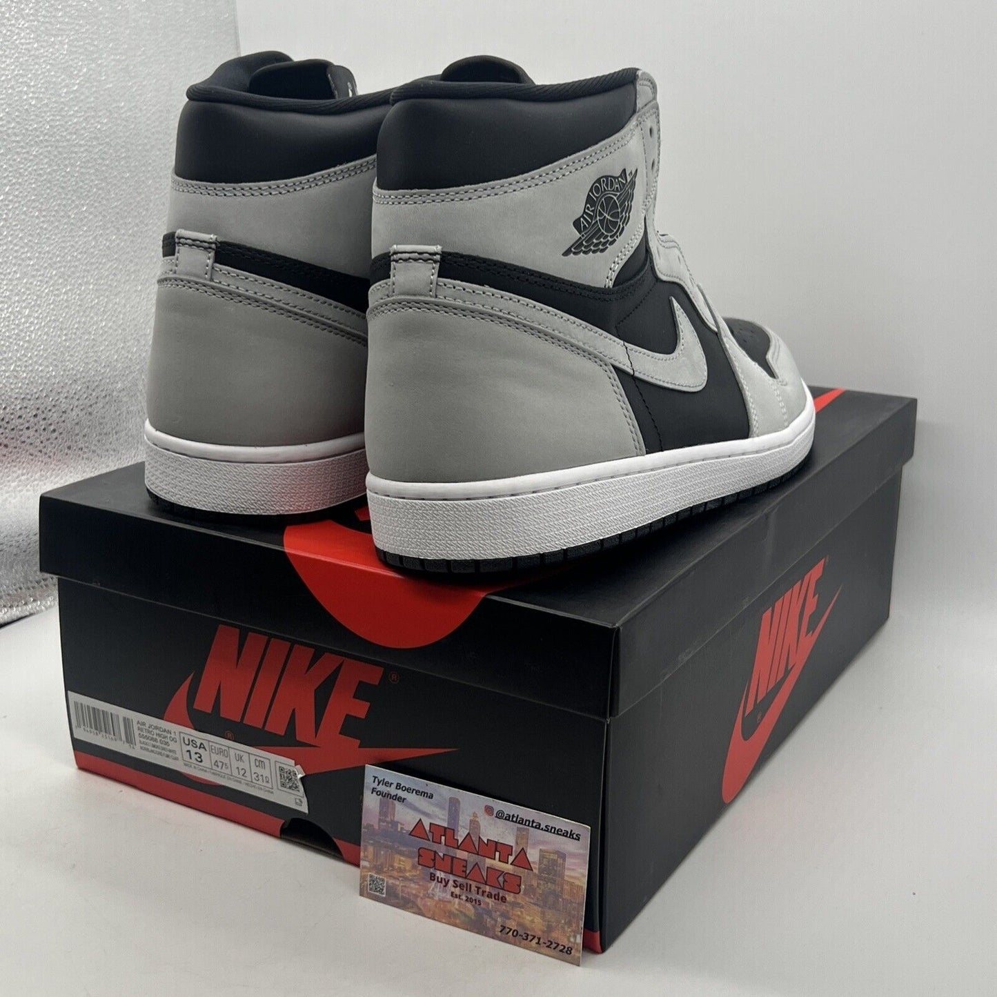 Size 13 - Jordan 1 Retro OG High Shadow 2.0 Black Grey Leather (555088-035)