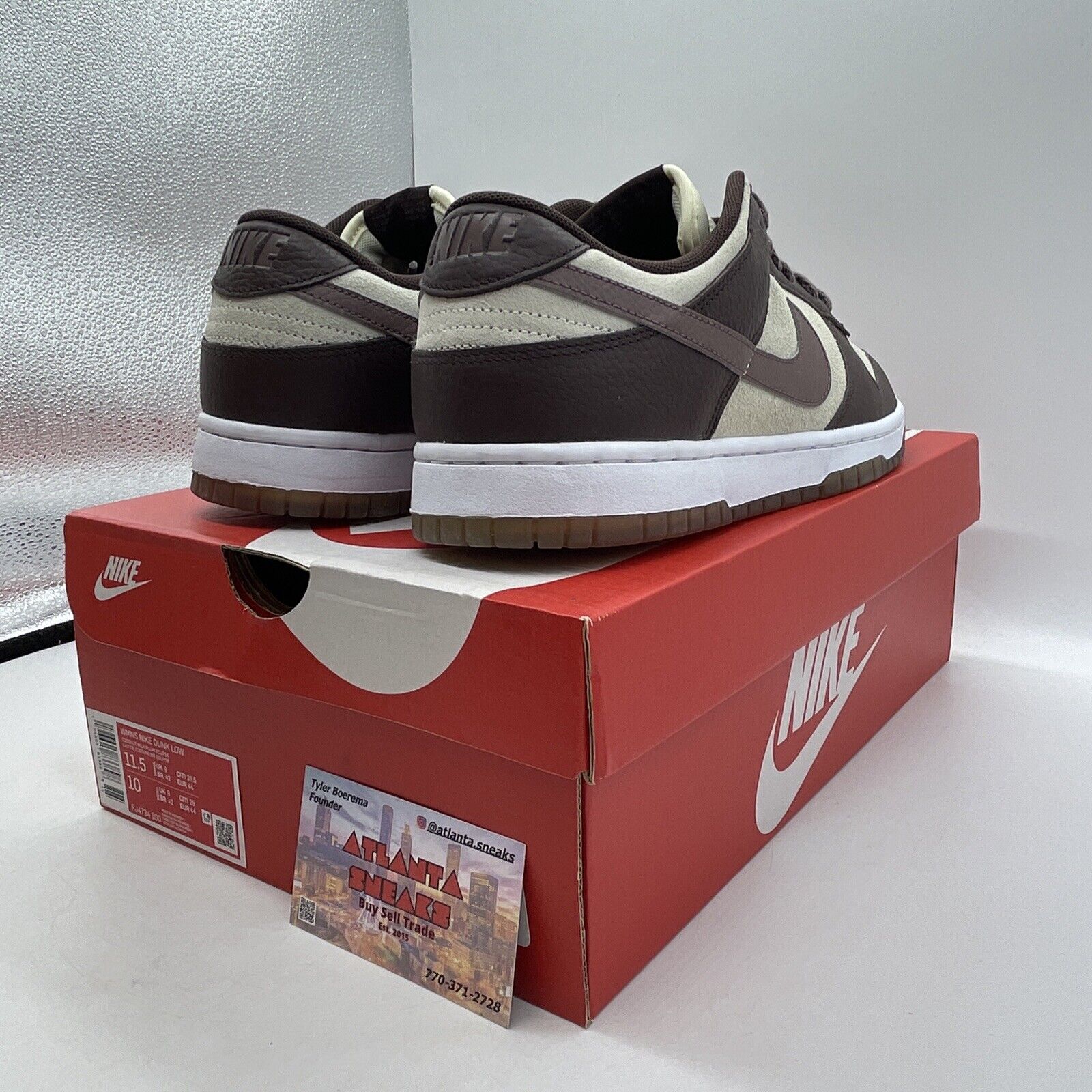 Wmns Size 11.5 - Dunk Low Plum Eclipse Brown White Suede Leather (FJ4734-100)