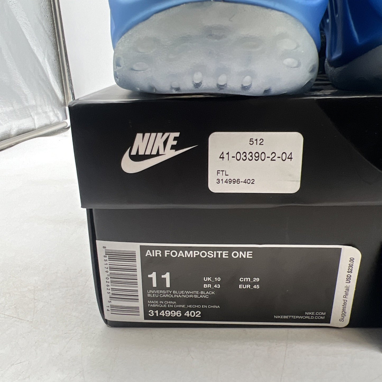 Size 11 - Nike Air Foamposite One University Blue (314996-402)