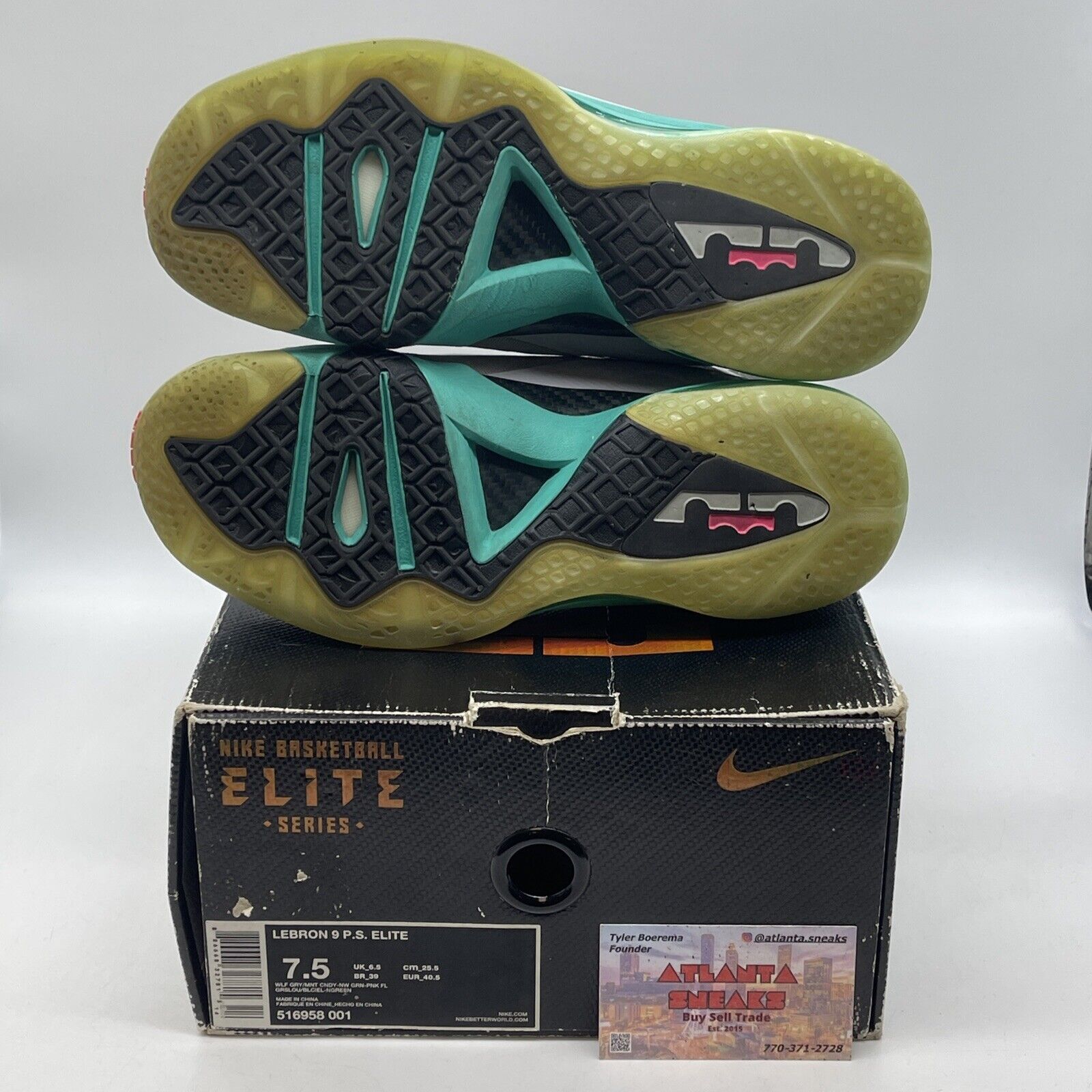 Size 7.5 - Nike LeBron 9 P.S. Elite South Beach Grey Suede Pink (516958-001)