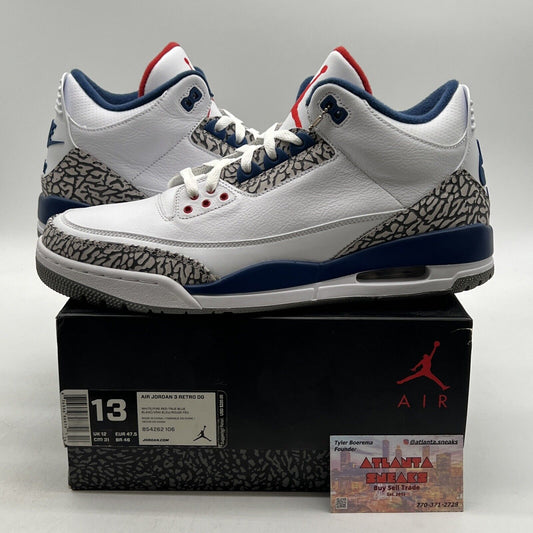 Size 13 - Jordan 3 Retro OG Mid True Blue Red White Leather (854262-106)