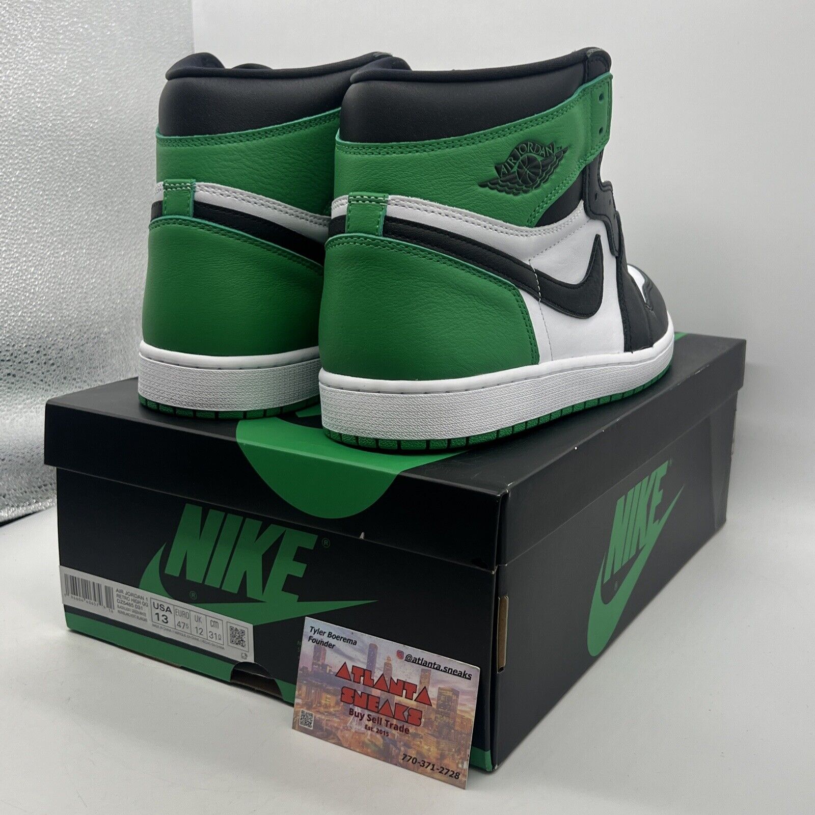 Size 13 - Air Jordan 1 Retro OG High Lucky Green Black White Leather DZ5485-031