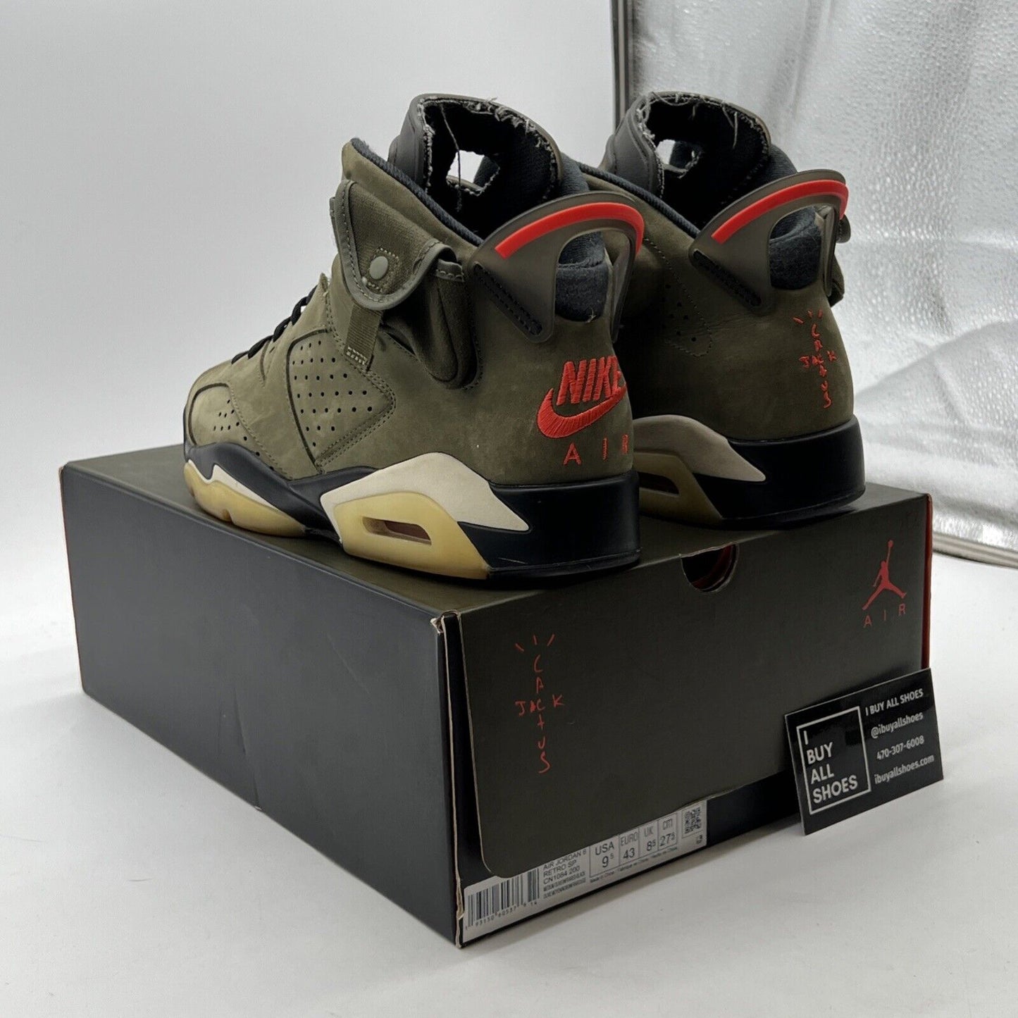 Size 9.5 - Air Jordan 6 Retro x Travis Scott Mid Olive (CN1084-200)