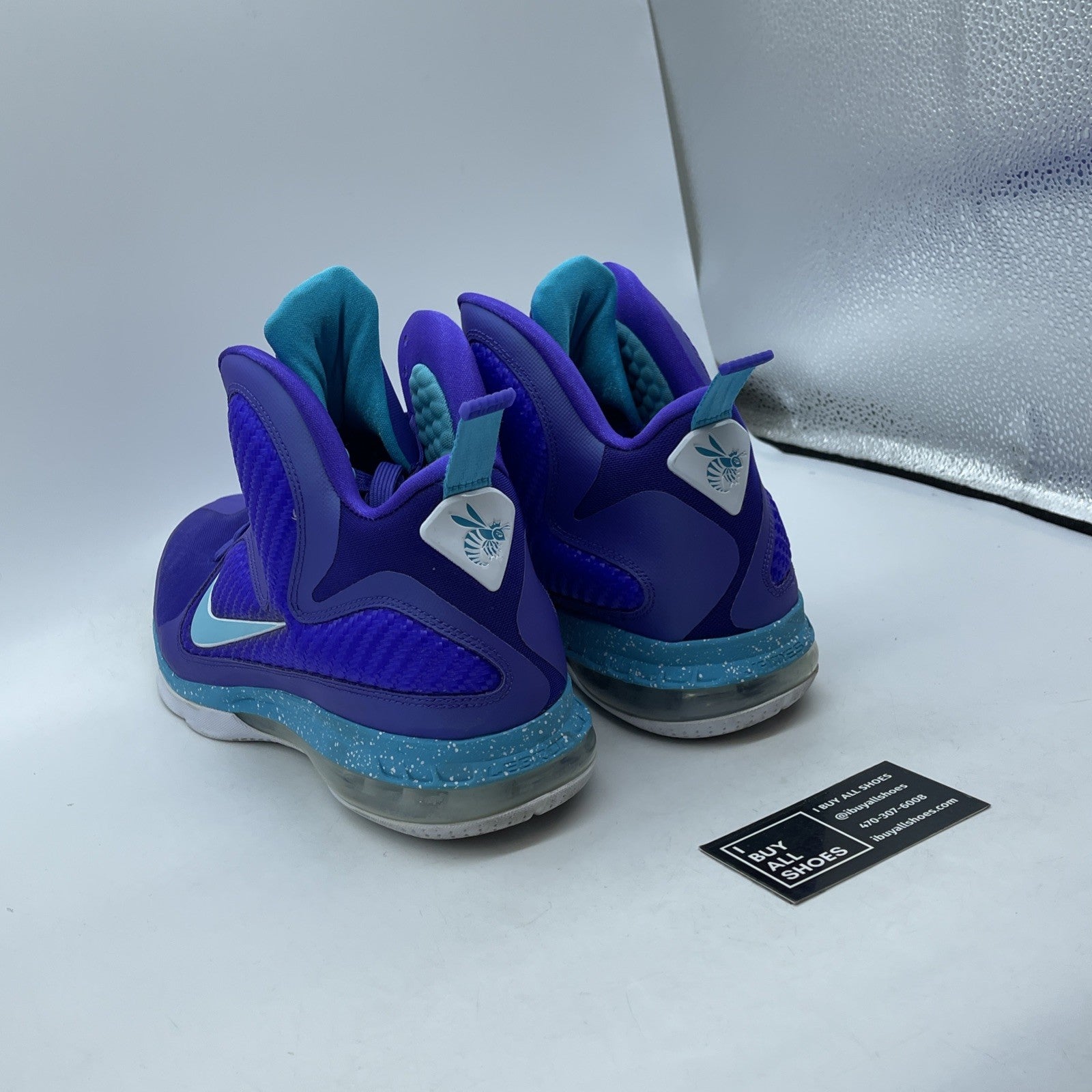 Size 13 - Nike LeBron 9 Summit Lake Hornets Purple Blue Leather (469764-500)
