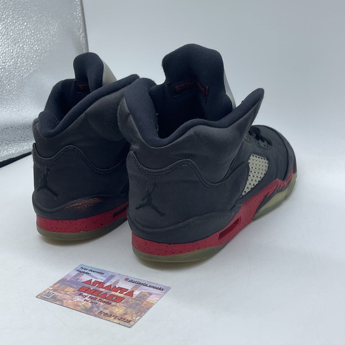 Size 7Y - Nike Air Jordan 5 V Retro Satin Bred Black Red Suede (440888-006)