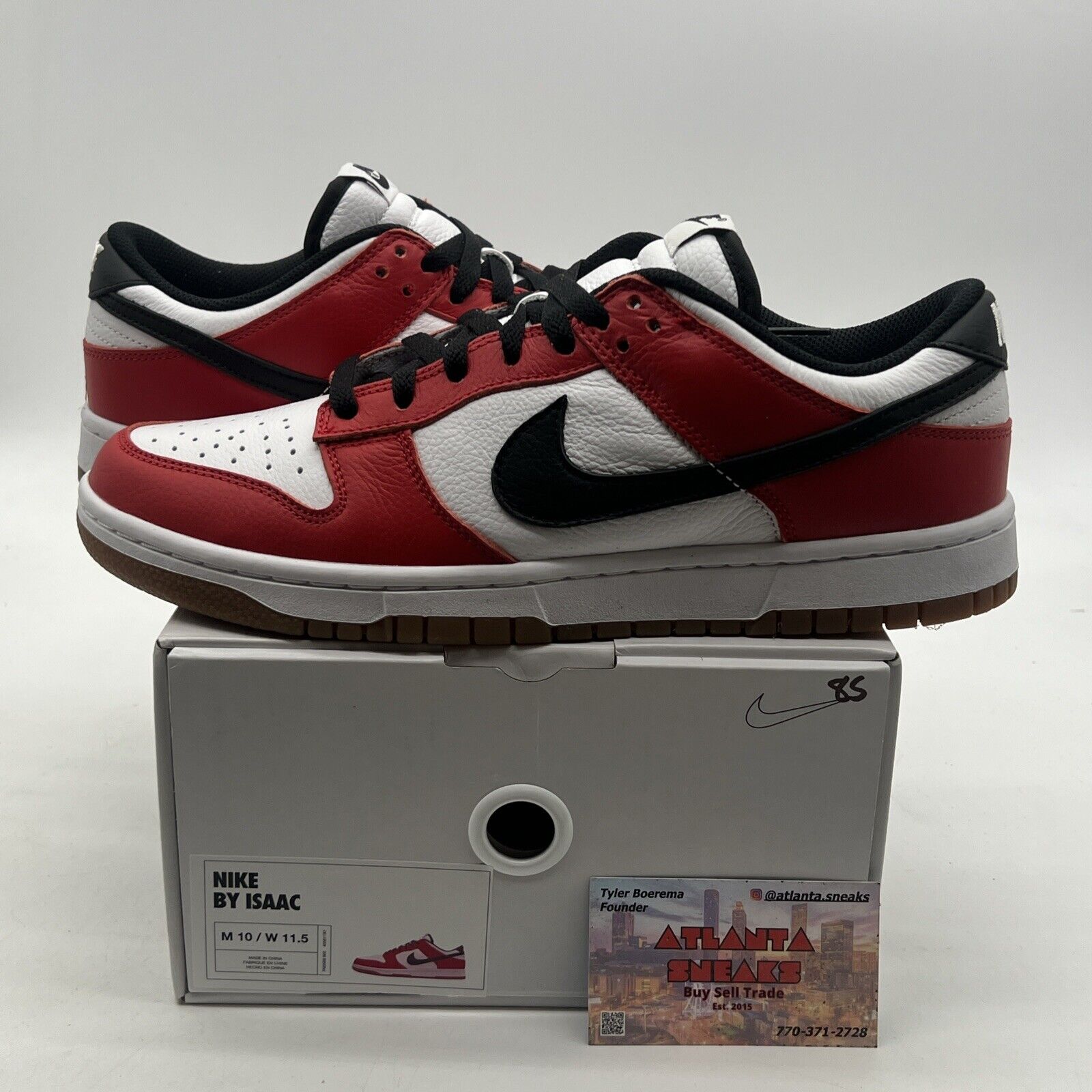 Size 10 - Nike Dunk Low By You ‘Chicago’ Red Black Gum (FN0569-900)