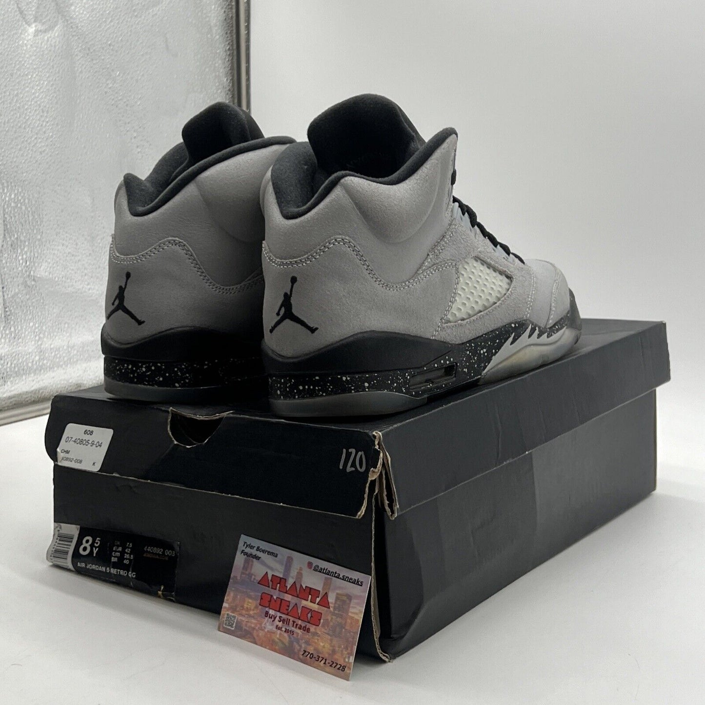 Size 8.5Y - Jordan 5 Retro Mid Wolf Grey - (440892-008) Black