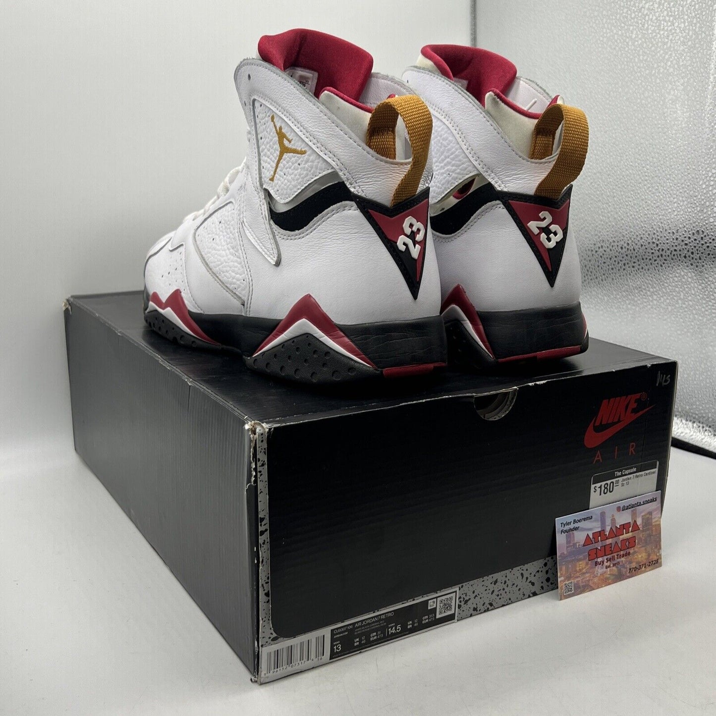 Size 13 - Jordan 7 Cardinal 2022 Black Red White Leather (CU9307-106)