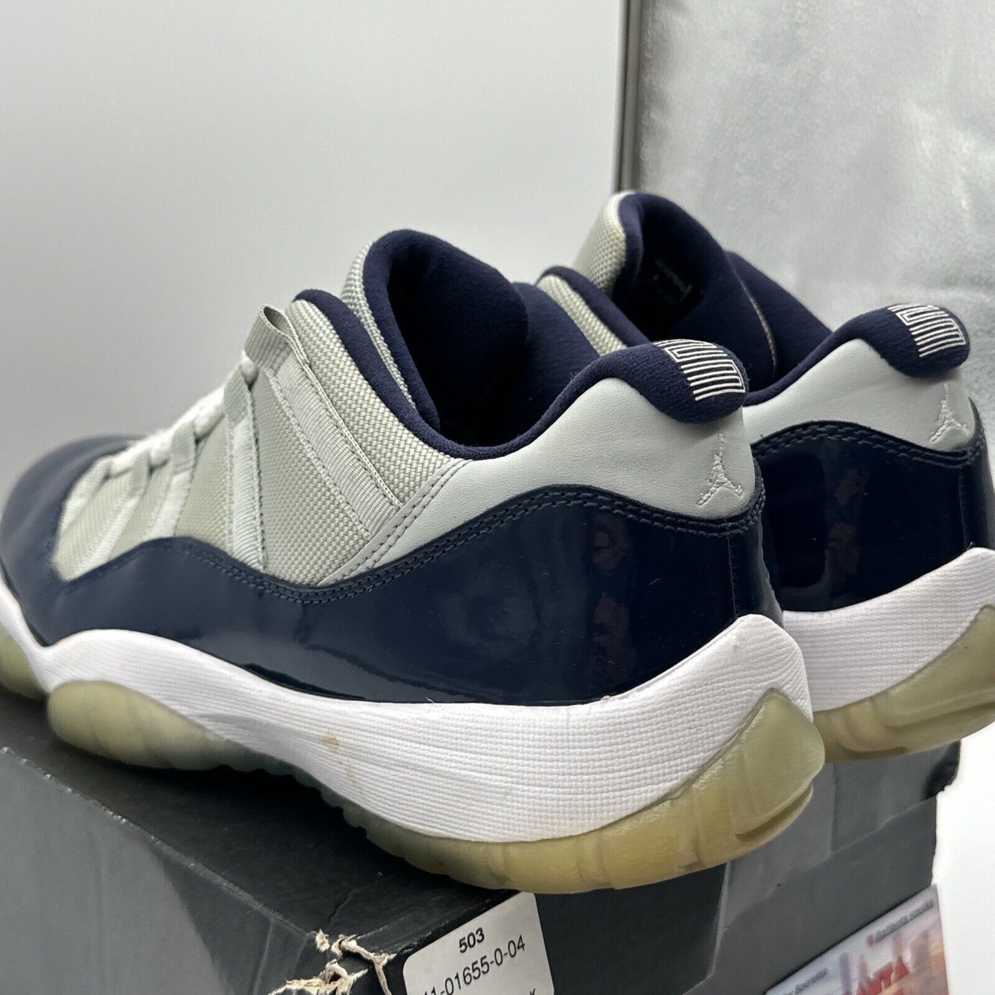 Size 10.5 - Jordan 11 Retro Low Georgetown 2015 Blue Navy Patent Grey Icy Soles