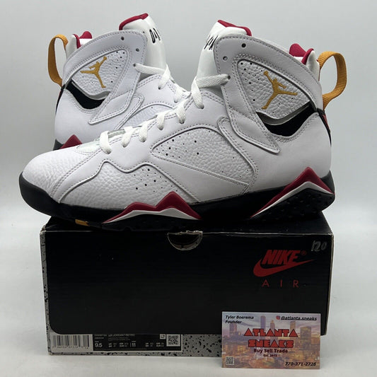 Size 9.5 - Jordan 7 Cardinal 2022 White Black Red Yellow Leather (CU9307-106)