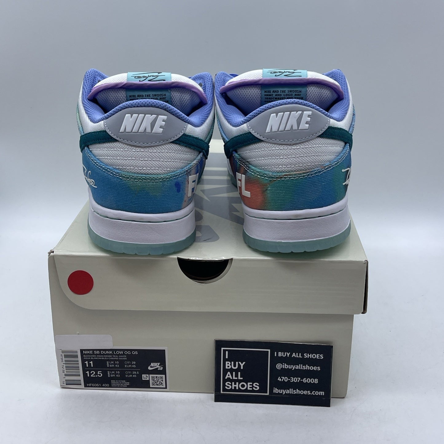 Size 11 - Futura Laboratories x Nike Dunk SB Low Bleached Aqua (HF6061-400)