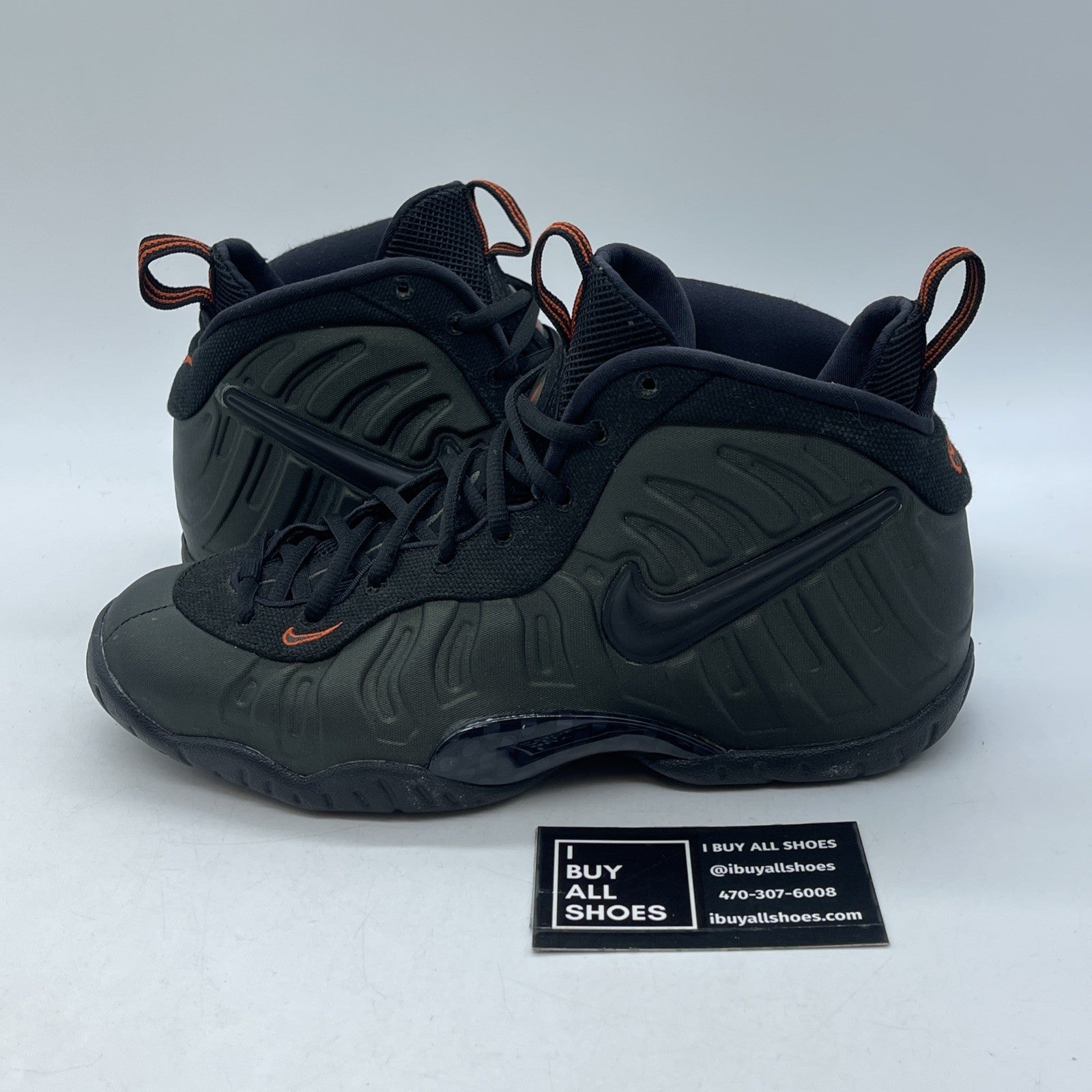 Size 6.5Y (GS) - Nike Air Foamposite Pro Mid Sequoia Black Suede (644792-300)