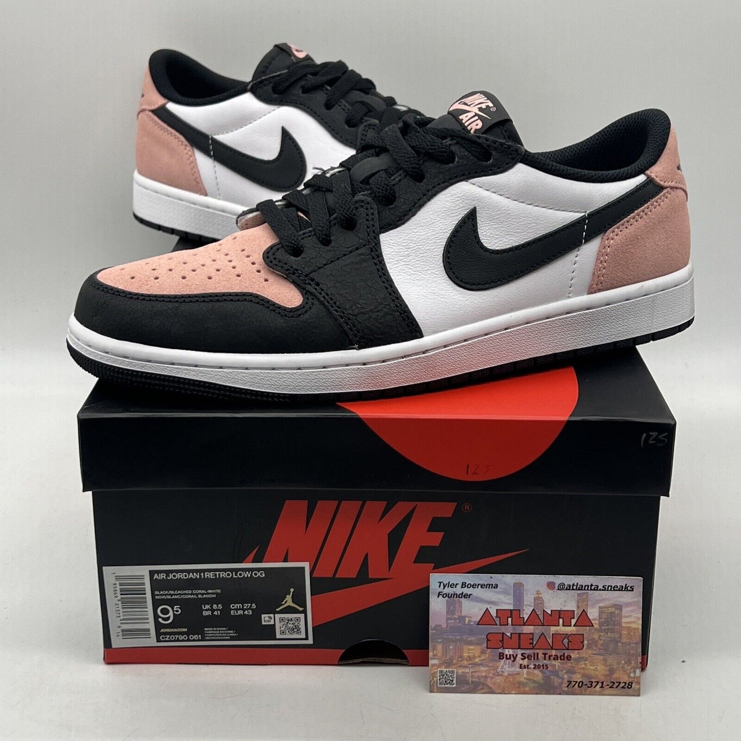 Size 9.5 - Jordan 1 Low OG Bleached Coral White Black Leather (CZ0790-061)