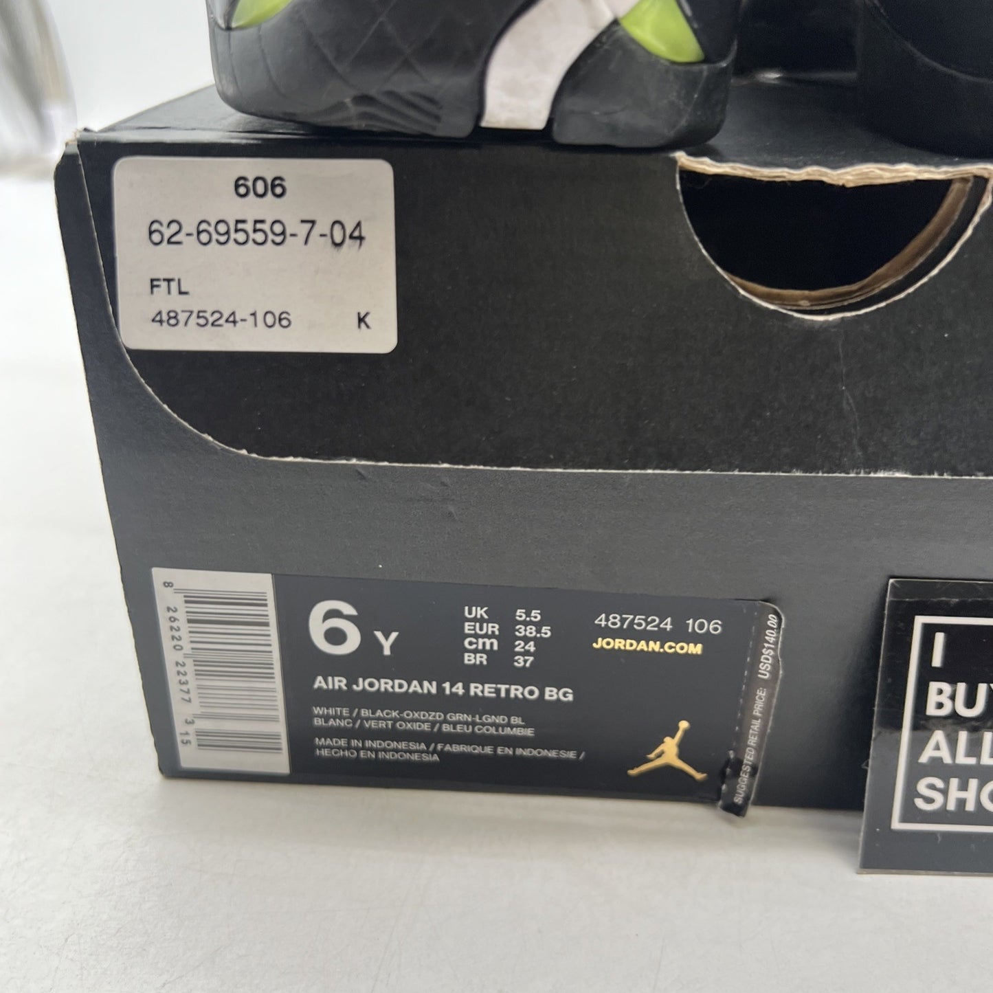 Size 6Y - Air Jordan 14 Oxidized Green White Black (487524-106)