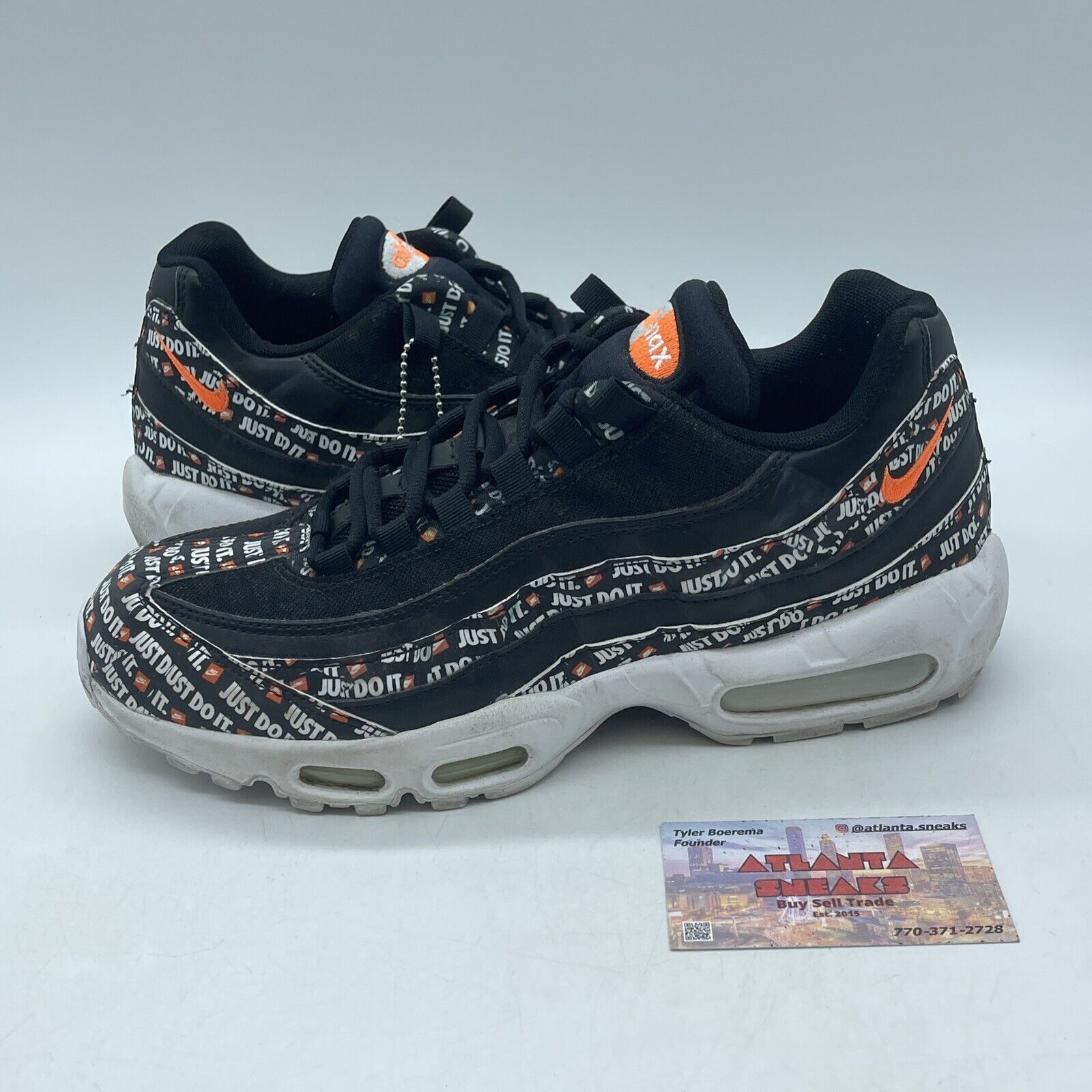 Size 9.5 - Nike Air Max 95 Just Do It Orange Black Suede Leather (AV6246-001)