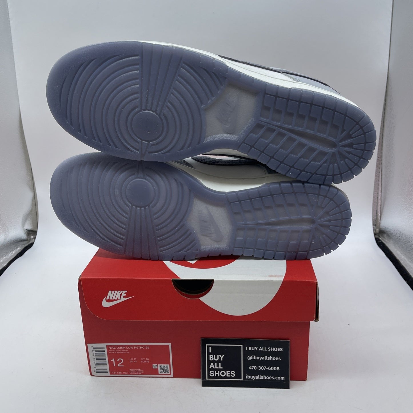 Size 12 - Dunk Low Light Carbon Grey White Leather (FJ4188-100)