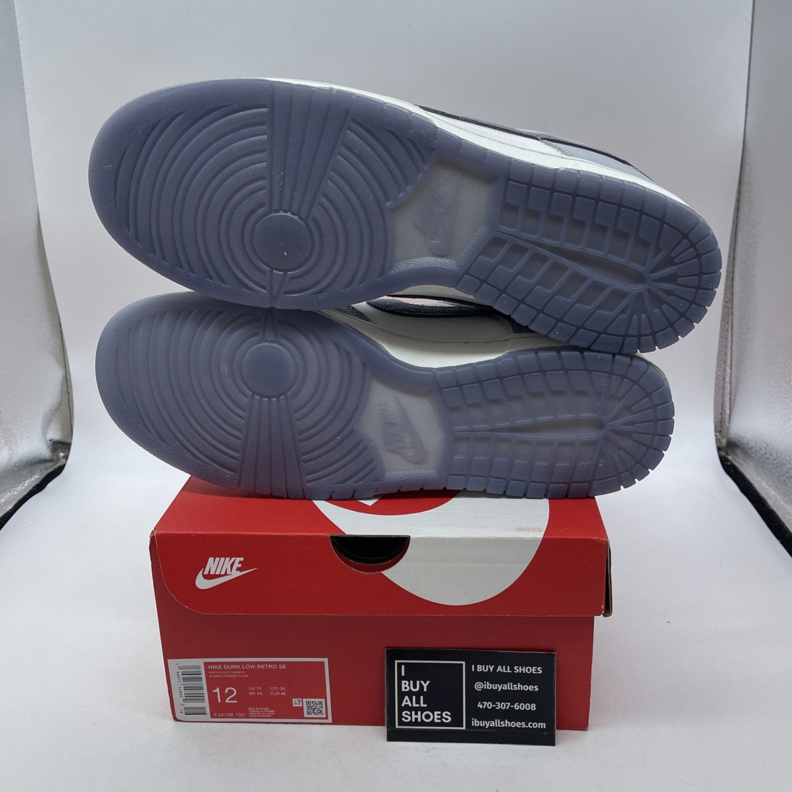 Size 12 - Dunk Low Light Carbon Grey White Leather (FJ4188-100)