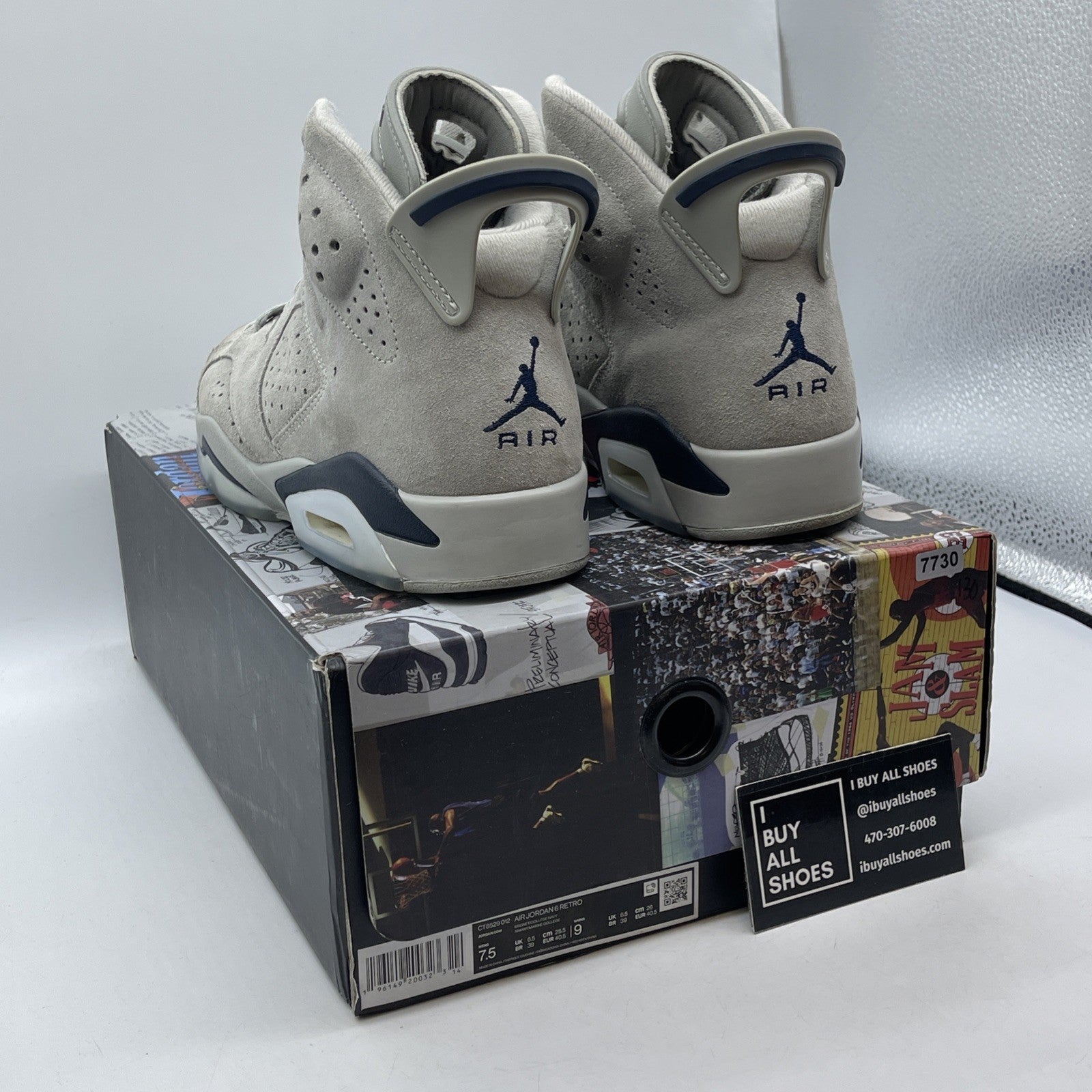Size 7.5 - Jordan 6 Retro Mid Georgetown Grey Blue Suede (CT8529-012)