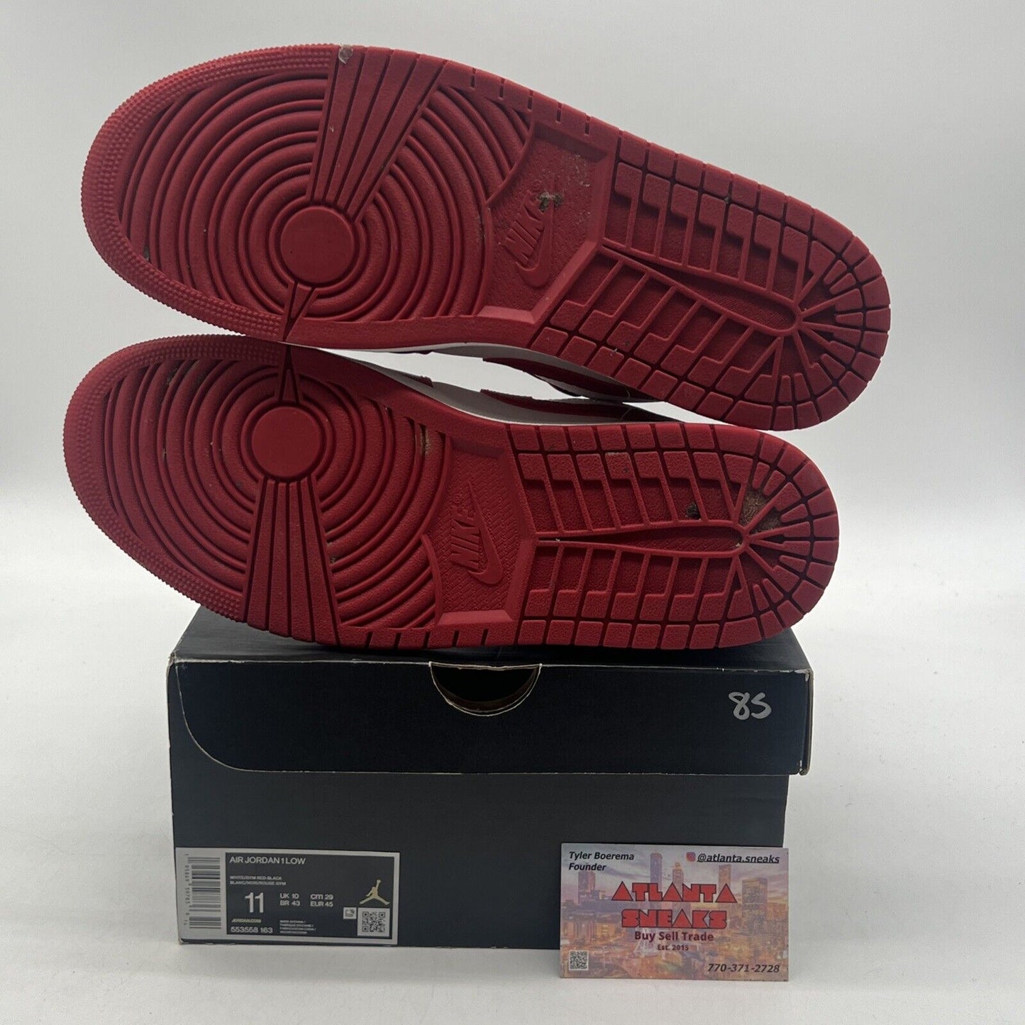 Size 11 - Jordan 1 Low Reverse Black Toe Red White Leather (553558-163)